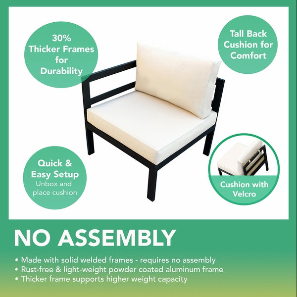 Fully Assembled RainShield Patio Furniture - 8 Piece Aluminum Outdoor Sectional with Water Protected Outdoor Cushions