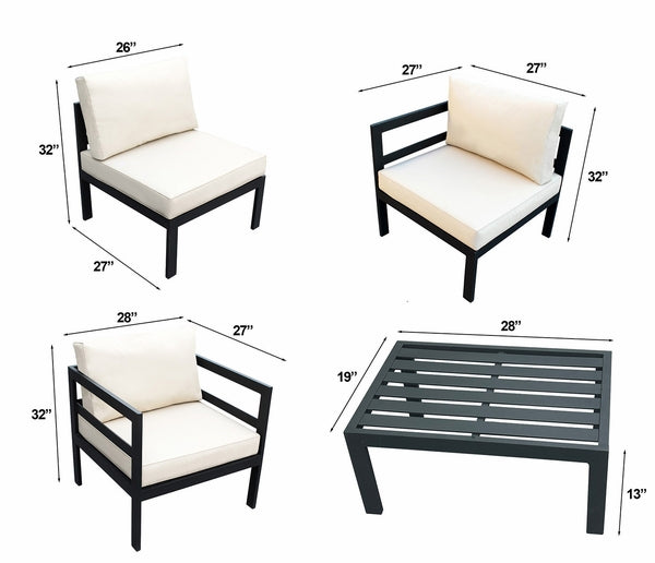 Fully Assembled RainShield Patio Furniture - 8 Piece Aluminum Outdoor Sectional with Water Protected Outdoor Cushions