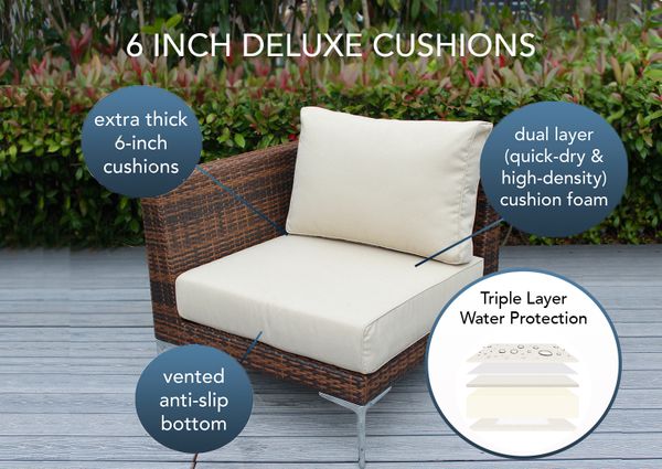 Fully Assembled RainShield Patio Furniture - Premium 9 Piece Outdoor Sectional with 6-inch Water Protected Cushions
