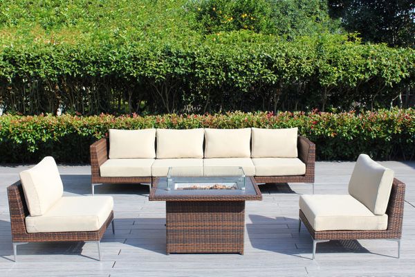 Fully Assembled Rainshield Patio Furniture - Premium 7 Piece Outdoor Sectional with Oversized Seating, Tall High Back and 6-inch Water Protected Cushions