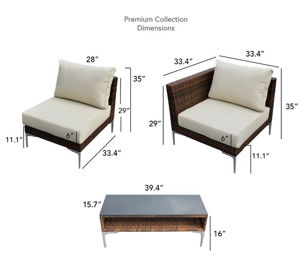 Fully Assembled Rainshield Patio Furniture - Premium 7 Piece Outdoor Sectional with Oversized Seating, Tall High Back and 6-inch Water Protected Cushions