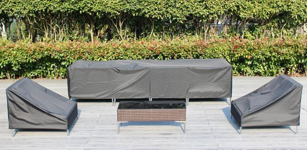 Fully Assembled RainShield Patio Furniture - Premium 9 Piece Outdoor Sectional with 6-inch Water Protected Cushions
