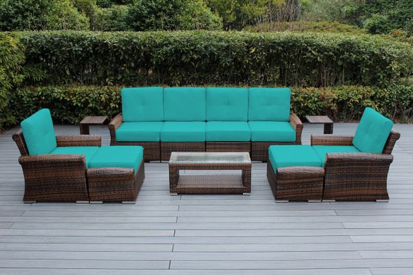 Fully Assembled Rainshield Patio Furniture Luxury 11 Piece Oversized Sectional with 6-inch Water Protected Cushions