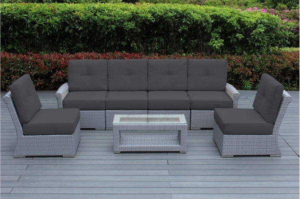 Rain Shield Outdoor Patio 7-Piece Luxury Oversized Seating Set - Tall Back with 6 Inch Rainshield cushion