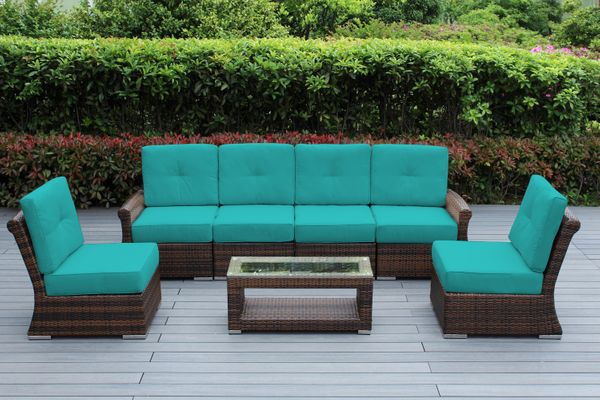 Rain Shield Outdoor Patio 7-Piece Luxury Oversized Seating Set - Tall Back with 6 Inch Rainshield cushion