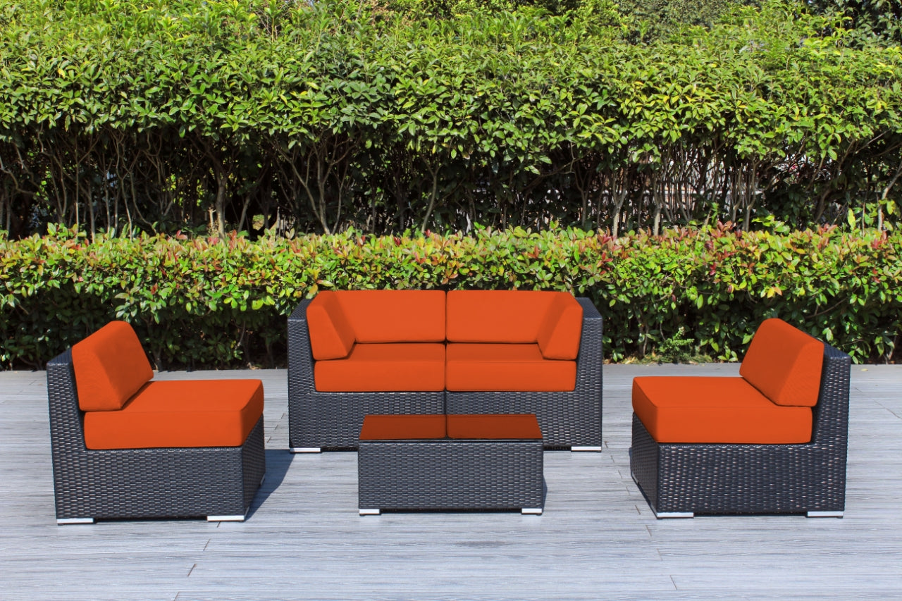 Fully Assembled Rainshield Patio Furniture - Ohana 5 Piece Sectional with 6-inch Water Protected Cushions