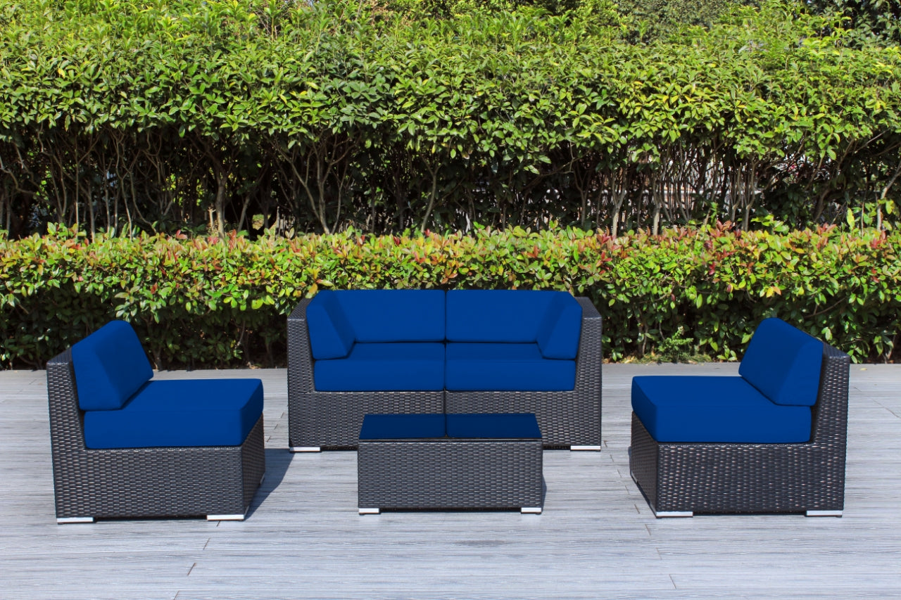 Fully Assembled Rainshield Patio Furniture - Ohana 5 Piece Sectional with 6-inch Water Protected Cushions