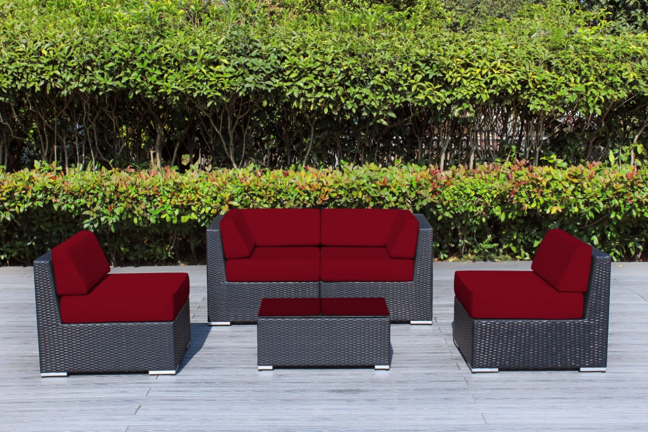 Fully Assembled Rainshield Patio Furniture - Ohana 5 Piece Sectional with 6-inch Water Protected Cushions