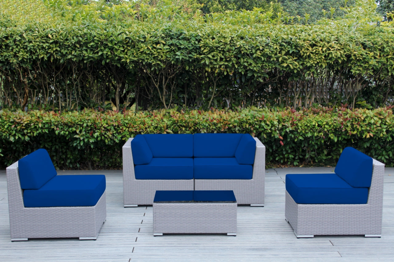 Fully Assembled Rainshield Patio Furniture - Ohana 5 Piece Sectional with 6-inch Water Protected Cushions