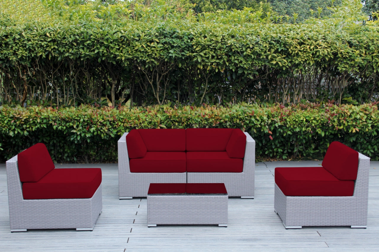 Fully Assembled Rainshield Patio Furniture - Ohana 5 Piece Sectional with 6-inch Water Protected Cushions