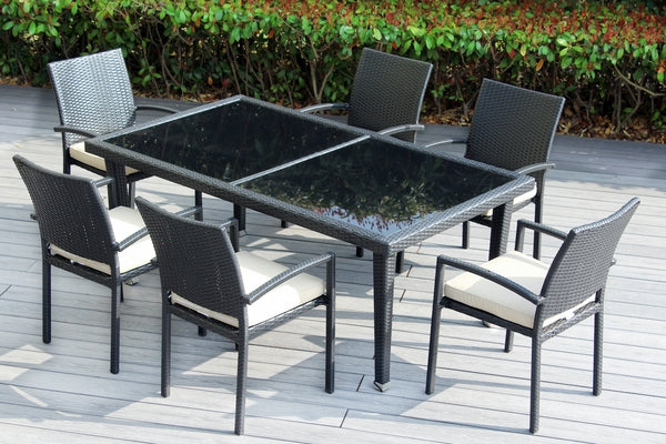 Ohana 7-Piece Outdoor Dining Set with All-Weather Wicker Table and 6 Chairs