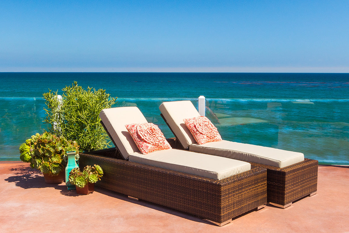 Fully Assembled Rainshield Patio Furniture - Ohana 9 Piece Outdoor Sectional and Chaise Lounge with 6-inch Cushions