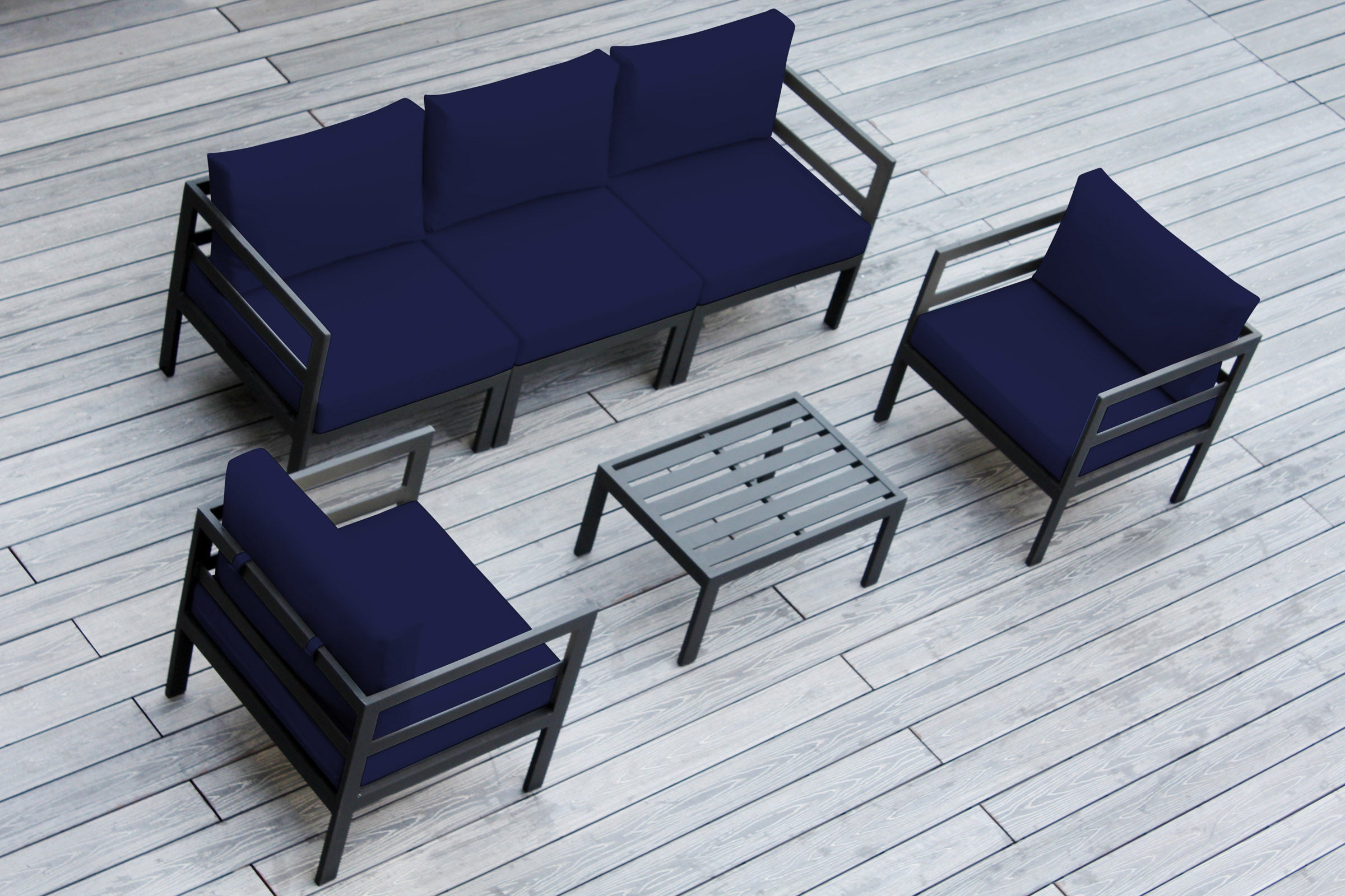 Fully Assembled Rainshield Patio Furniture - 6 Piece Aluminum Outdoor Sectional with Water Protected Outdoor Cushions