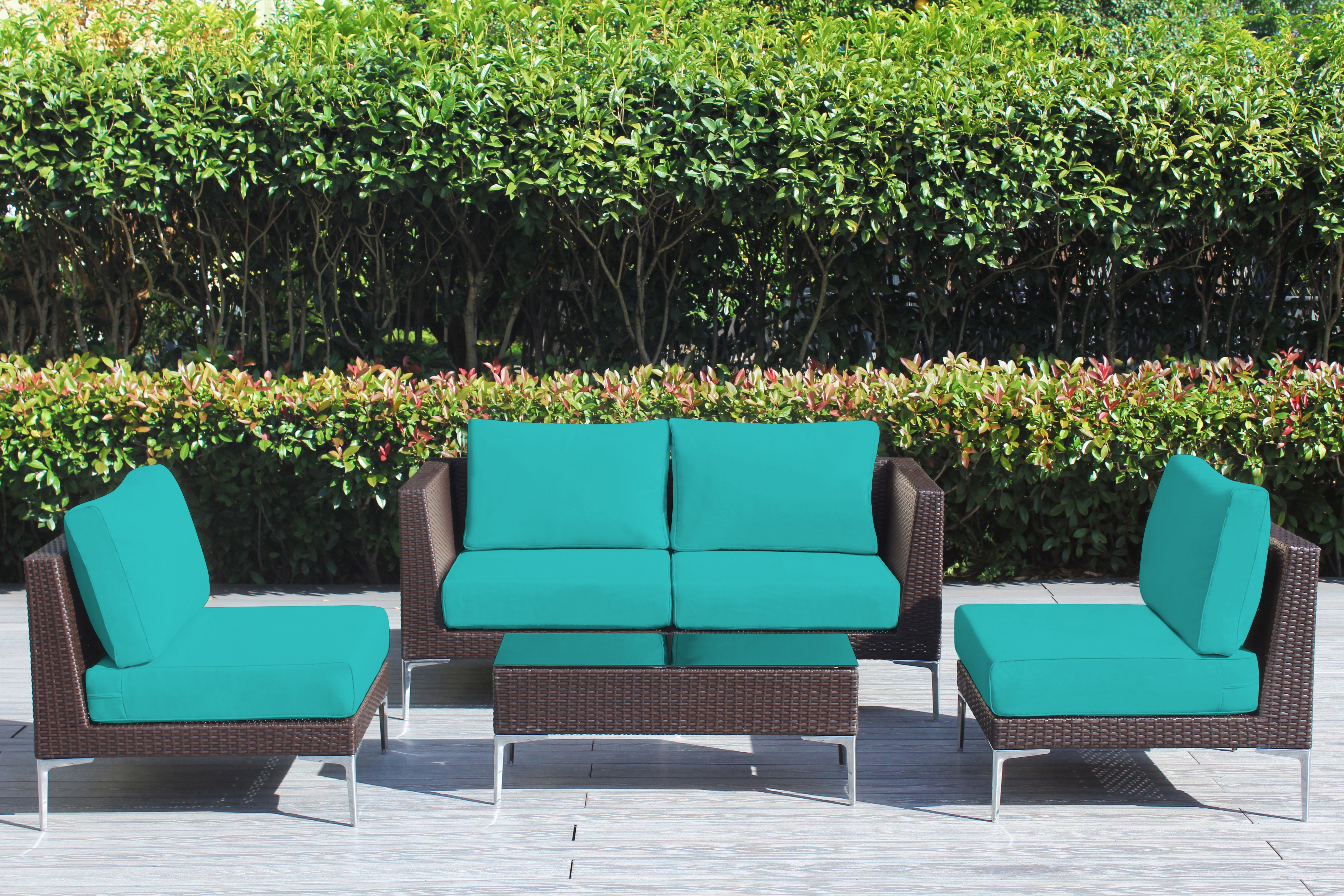 Fully Assembled Rainshield Patio Furniture - Premium 5 Piece Outdoor Sectional with 6-inch Water Protected Cushions