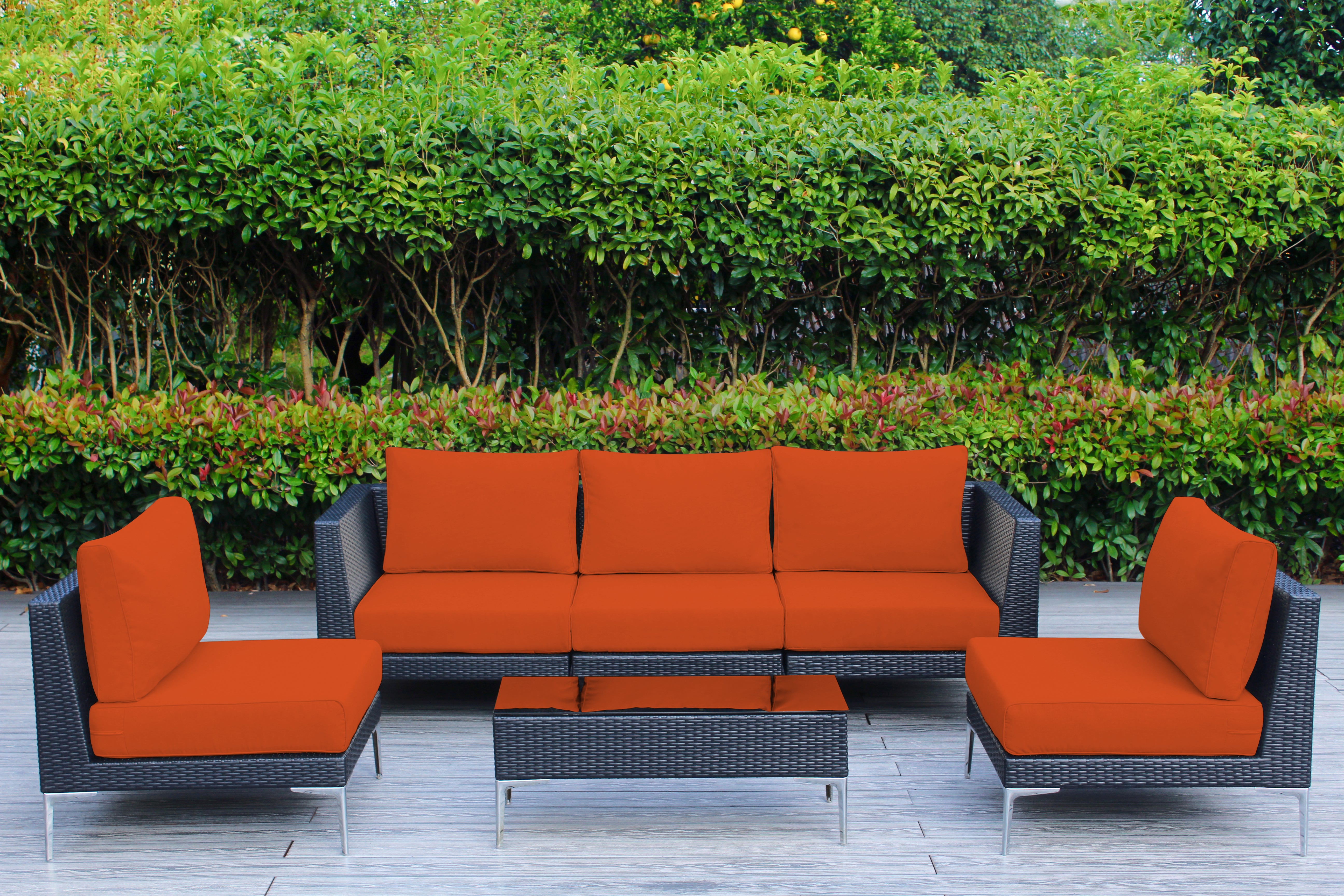 Fully Assembled Rainshield Patio Furniture - Premium 6 Piece Outdoor Sectional with 6-inch Cushions in Sunbrella