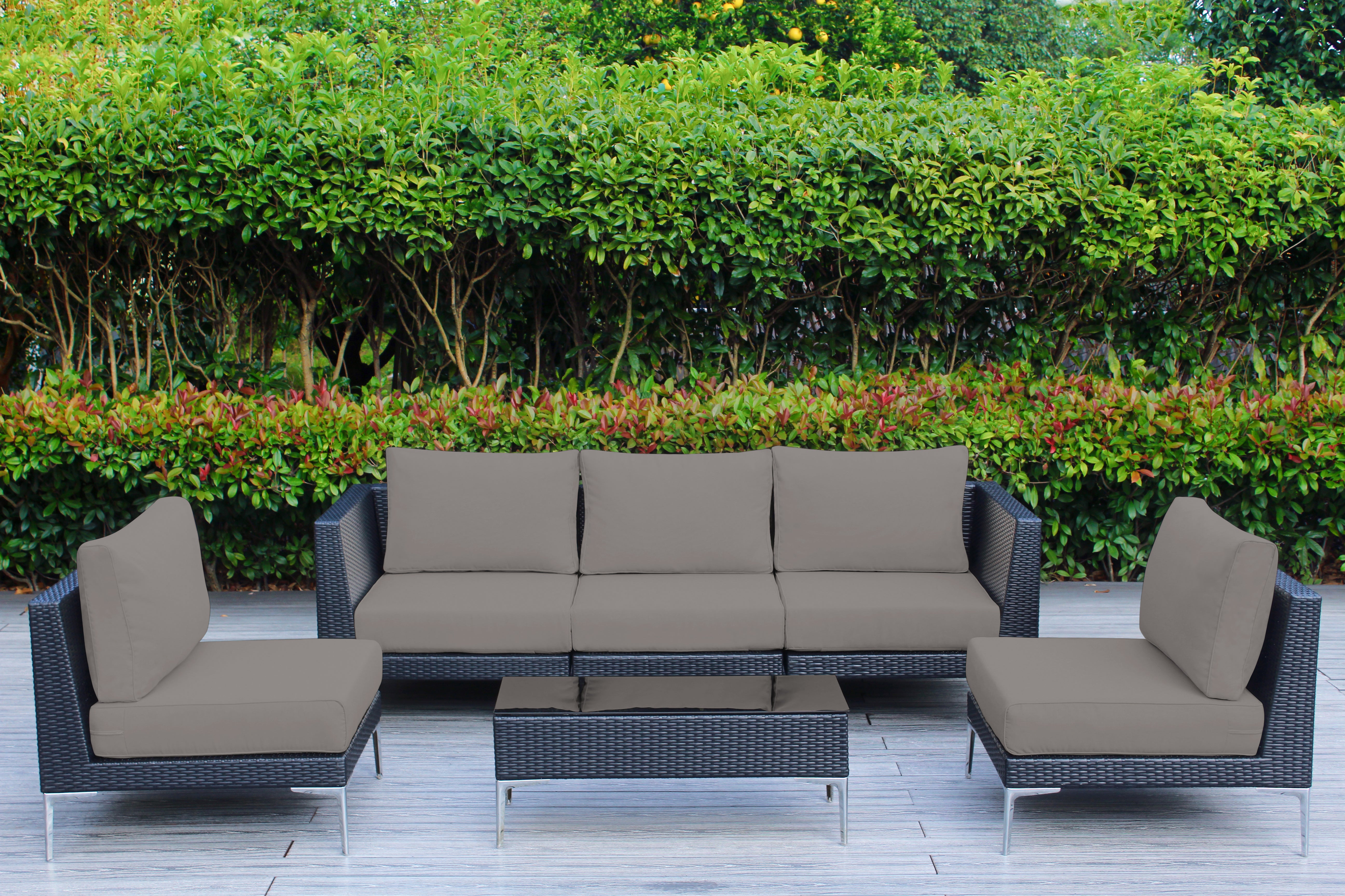 Fully Assembled Rainshield Patio Furniture - Premium 6 Piece Outdoor Sectional with 6-inch Cushions in Sunbrella