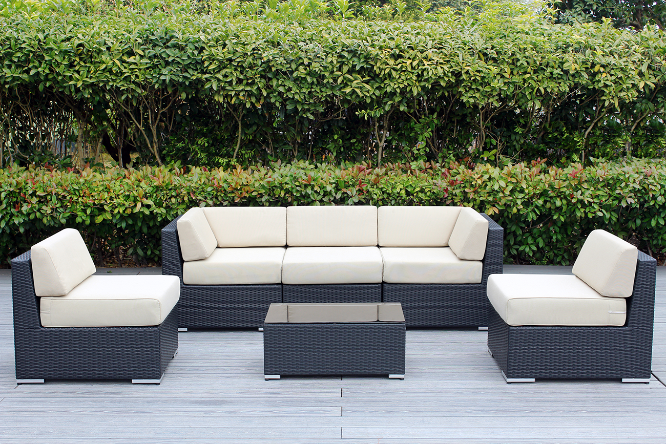 Fully Assembled Rainshield Patio Furniture - Ohana 6 Piece Outdoor Sectional with 6-inch Water Protected Cushions