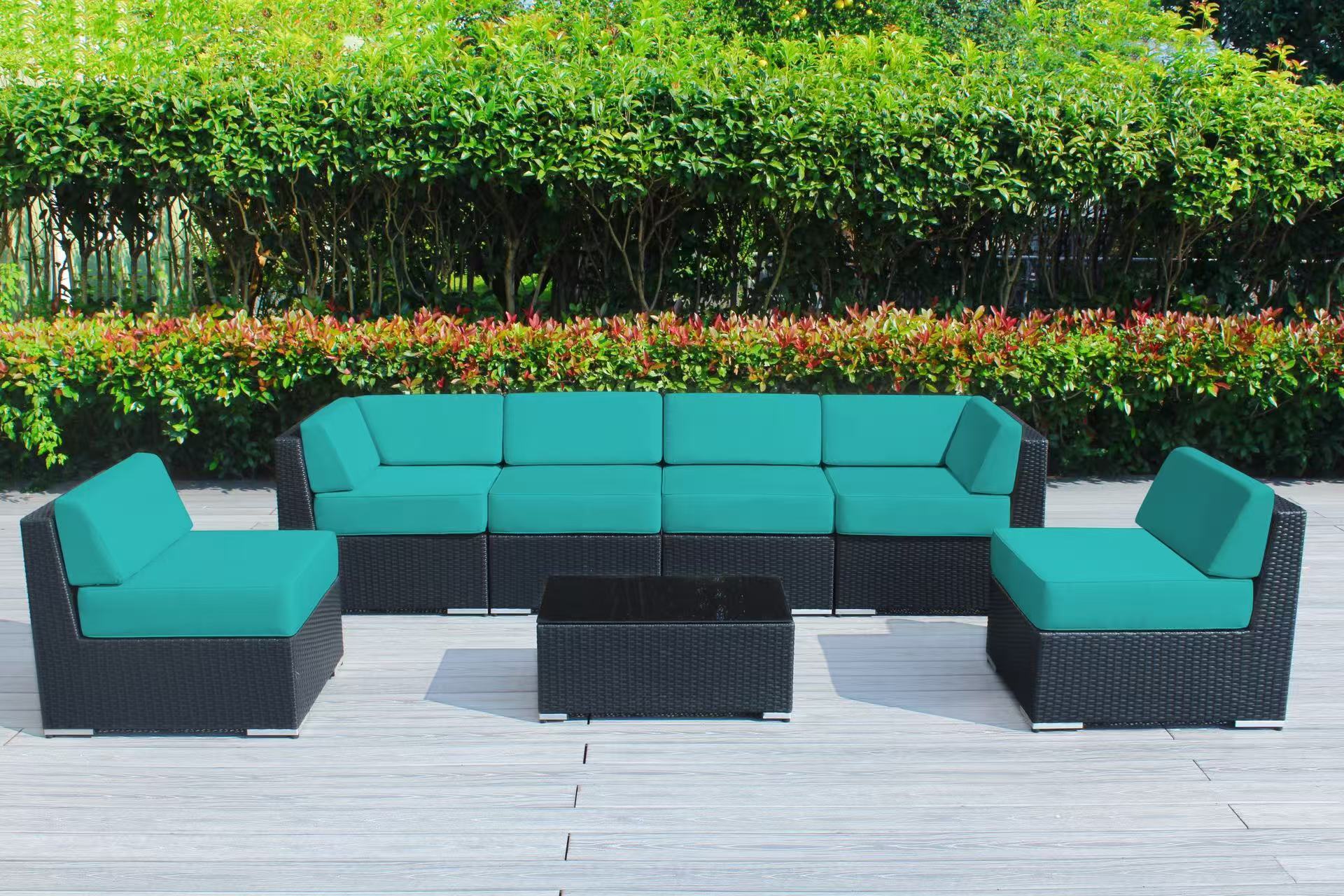 Fully Assembled Rainshield Patio Furniture - Ohana 7 Piece Sectional with 6-inch Water Protected Cushions
