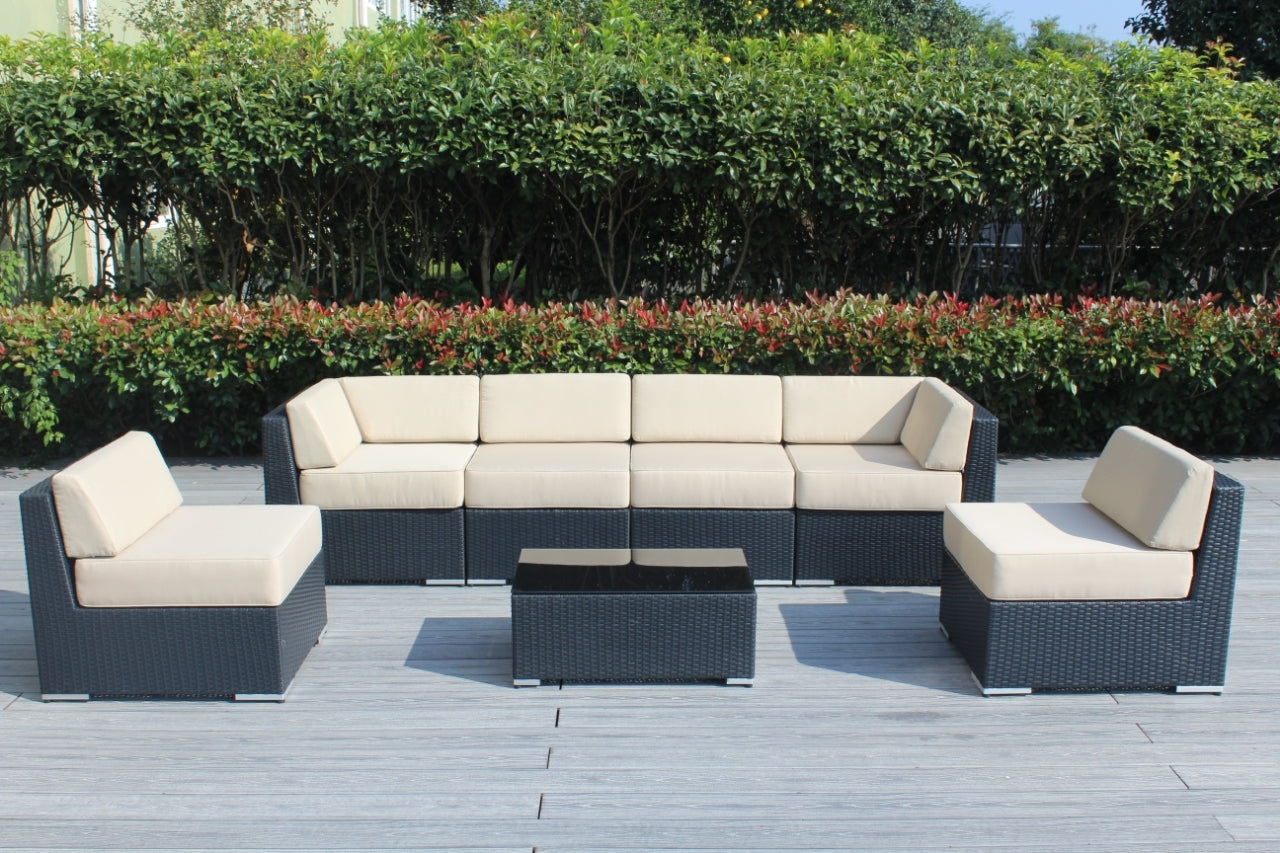 Fully Assembled Rainshield Patio Furniture - Ohana 7 Piece Sectional with 6-inch Water Protected Cushions
