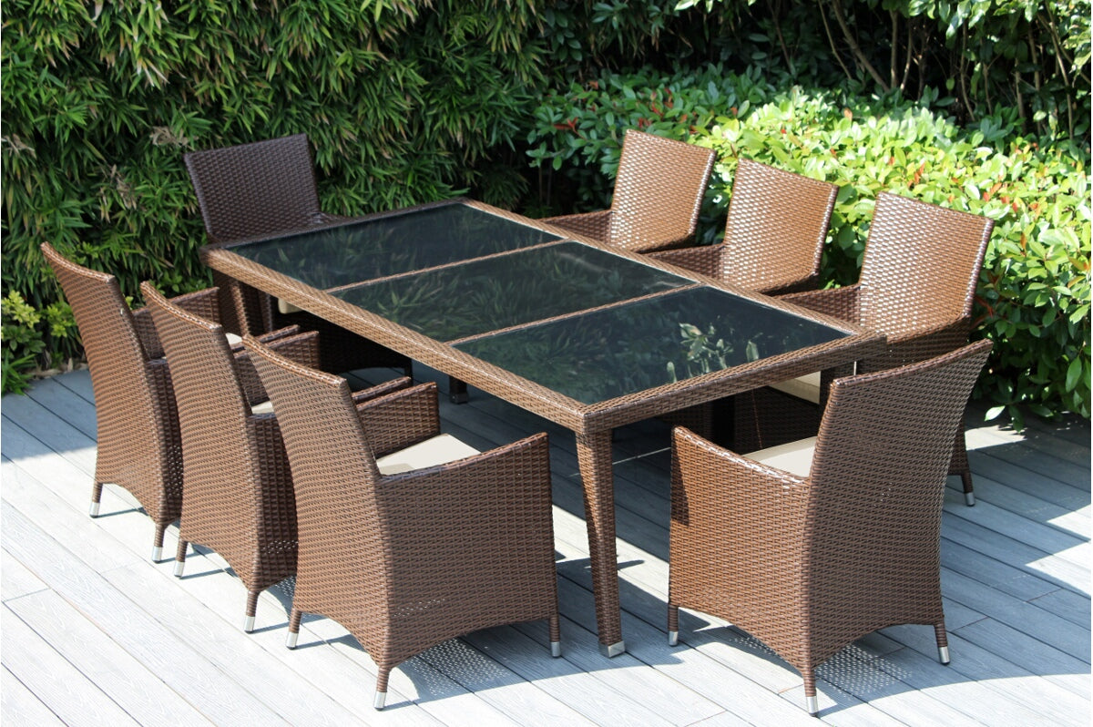 Ohana 9-Piece Outdoor Dining Set with All-Weather Wicker Table and 8 Chairs