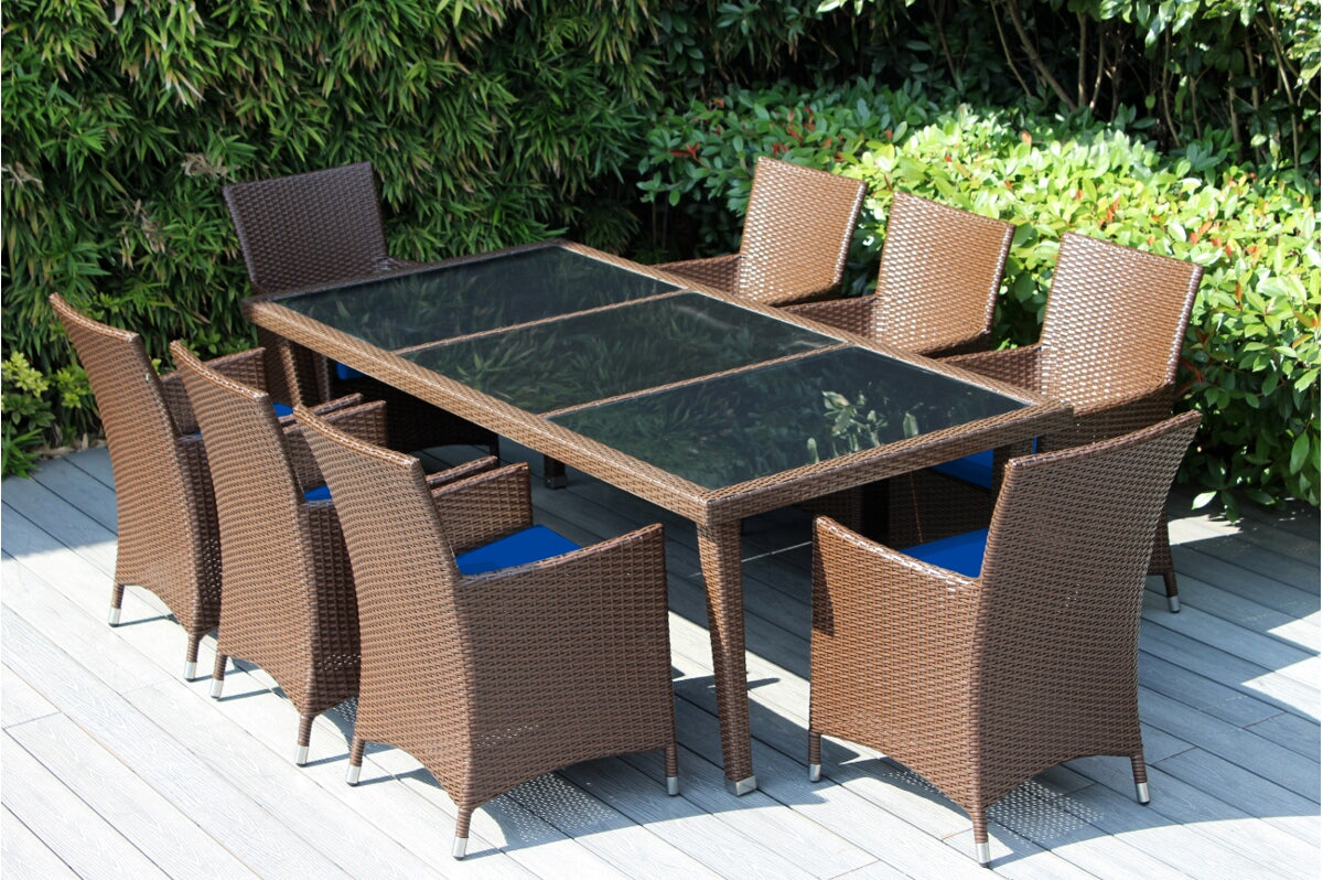 Ohana 9-Piece Outdoor Dining Set with All-Weather Wicker Table and 8 Chairs