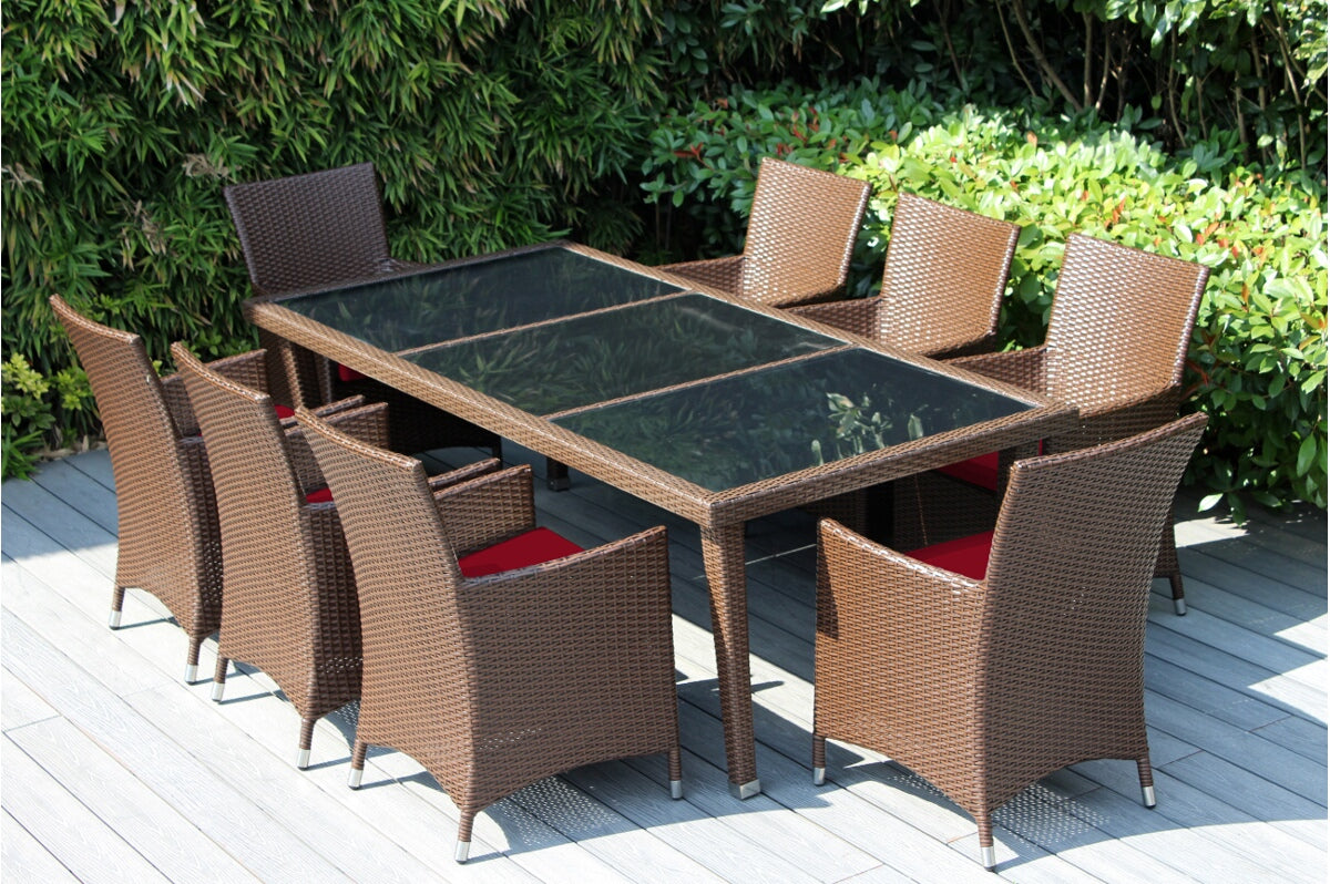 Ohana 9-Piece Outdoor Dining Set with All-Weather Wicker Table and 8 Chairs