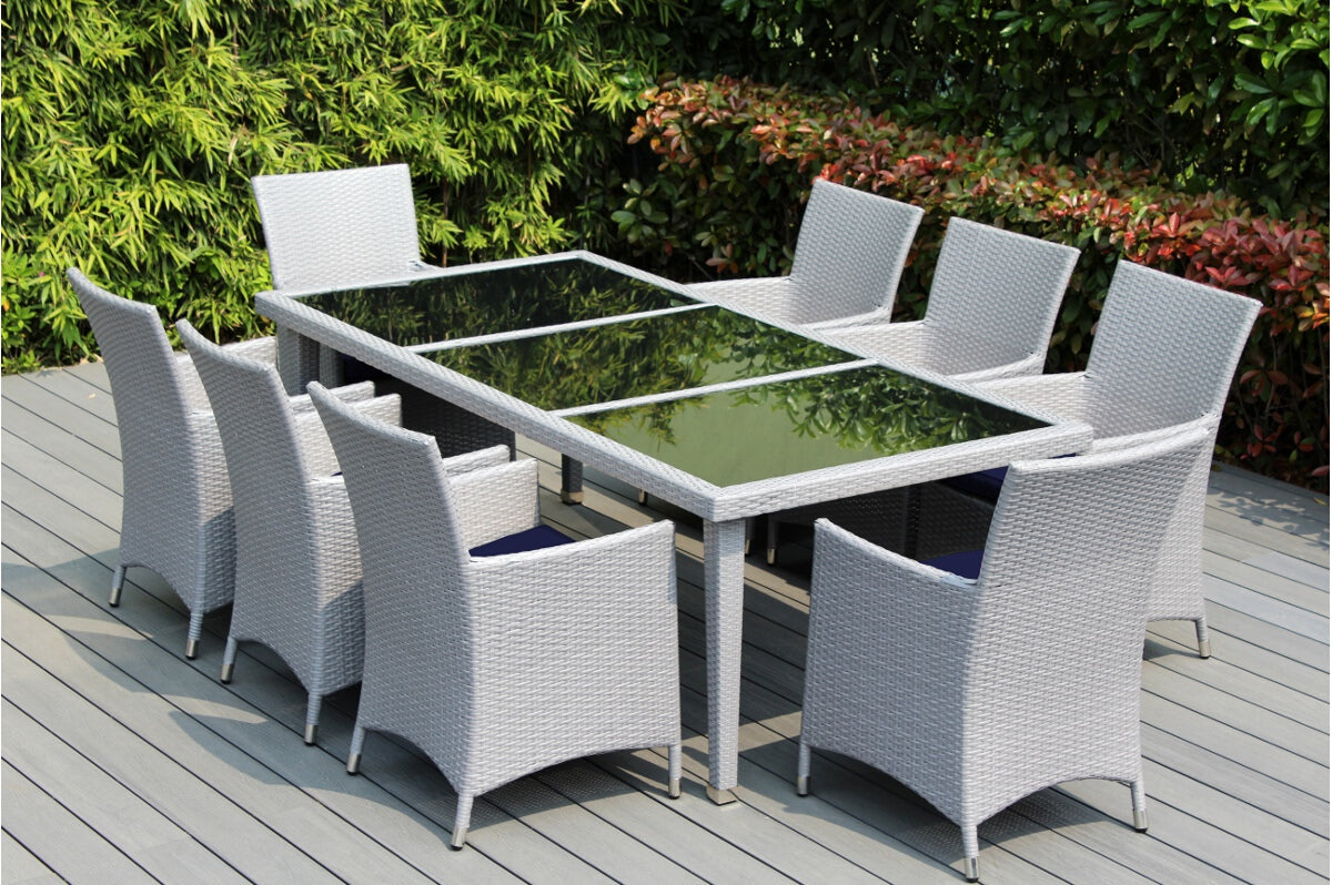 Ohana 9-Piece Outdoor Dining Set with All-Weather Wicker Table and 8 Chairs