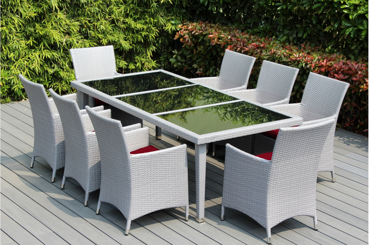 Ohana 9-Piece Outdoor Dining Set with All-Weather Wicker Table and 8 Chairs