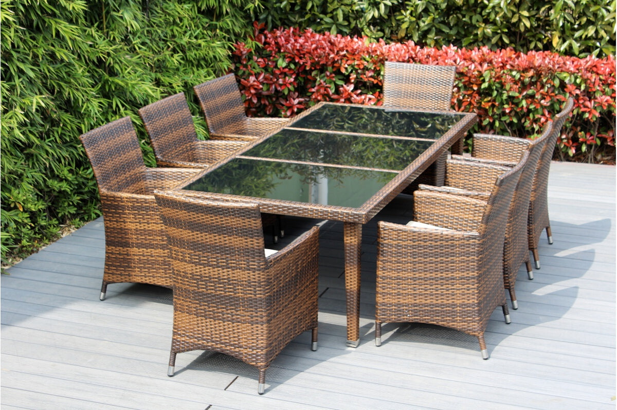 Ohana 9-Piece Outdoor Dining Set with All-Weather Wicker Table and 8 Chairs
