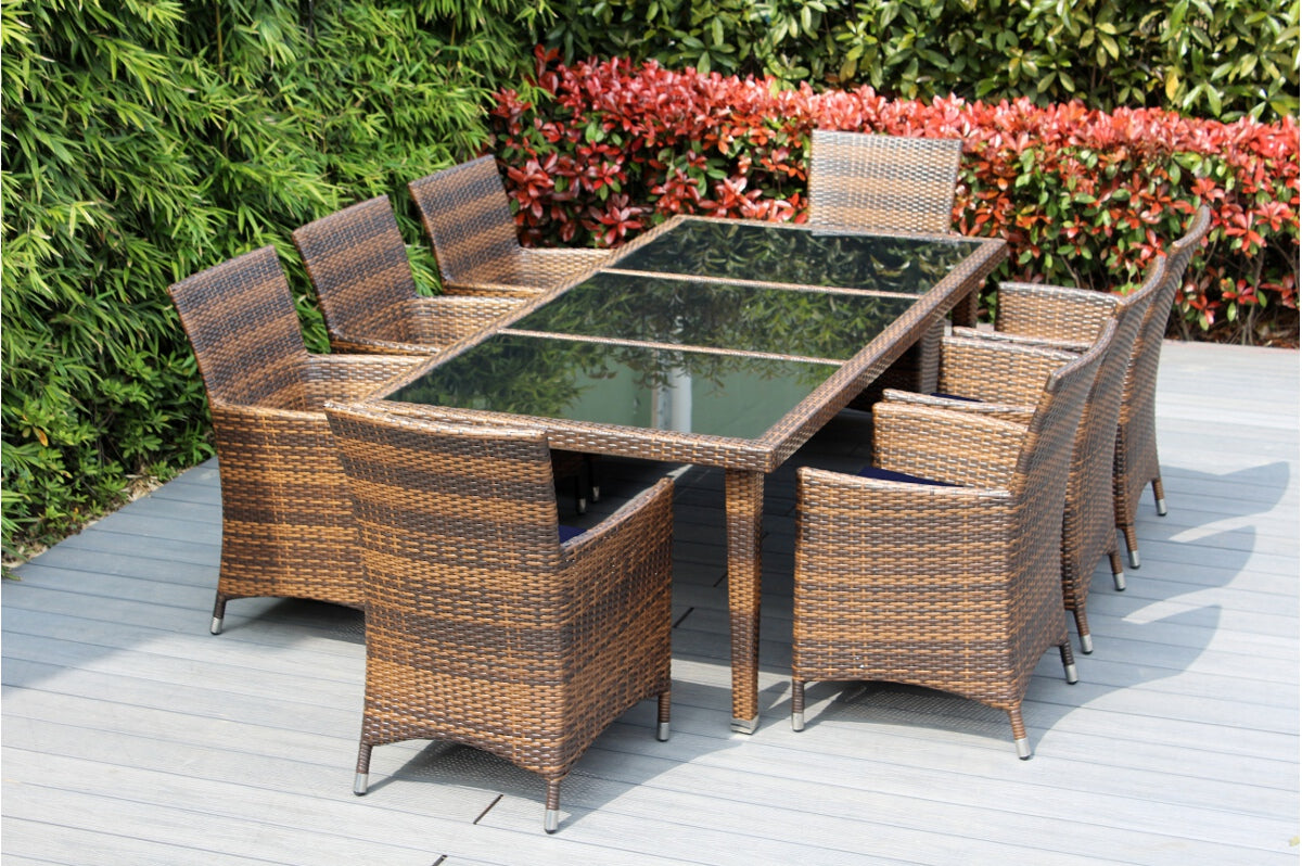 Ohana 9-Piece Outdoor Dining Set with All-Weather Wicker Table and 8 Chairs
