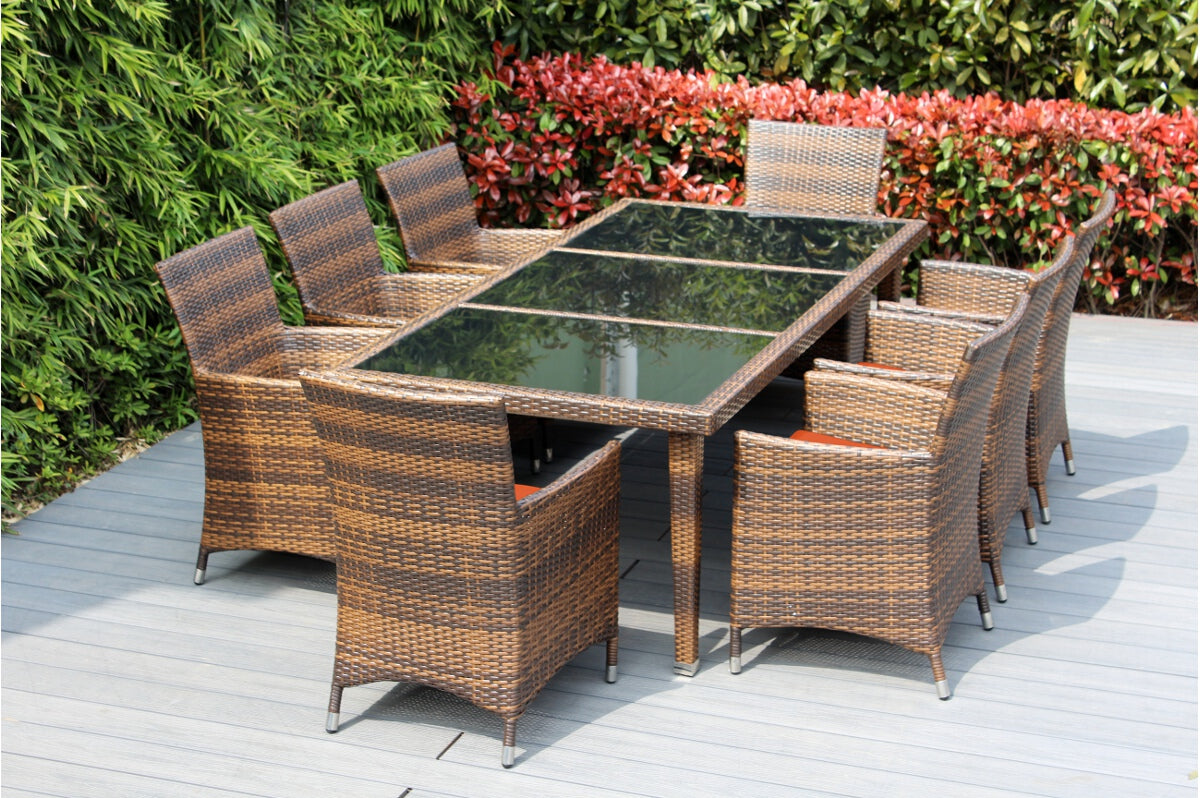 Ohana 9-Piece Outdoor Dining Set with All-Weather Wicker Table and 8 Chairs