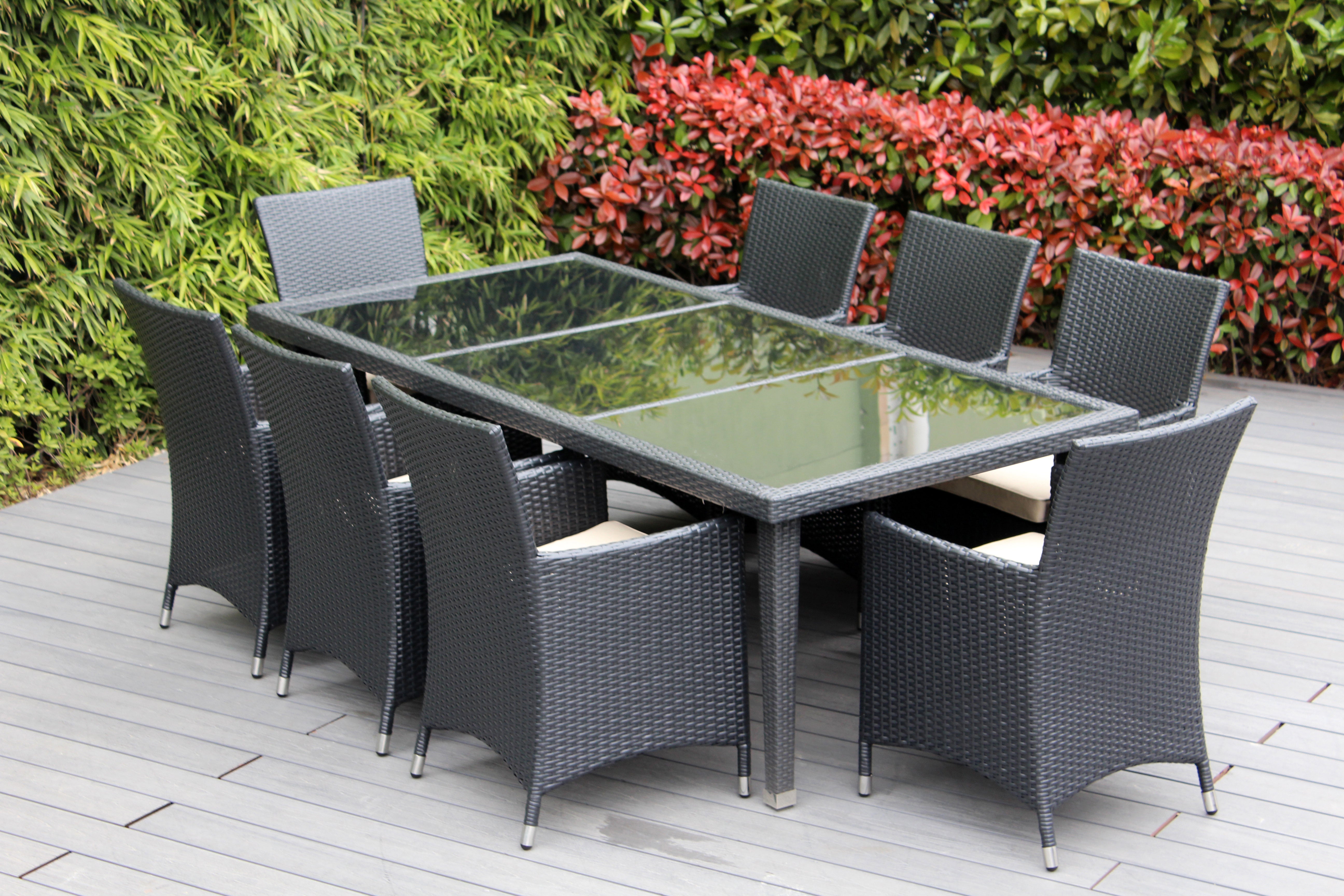 Ohana 9-Piece Outdoor Dining Set with All-Weather Wicker Table and 8 Chairs