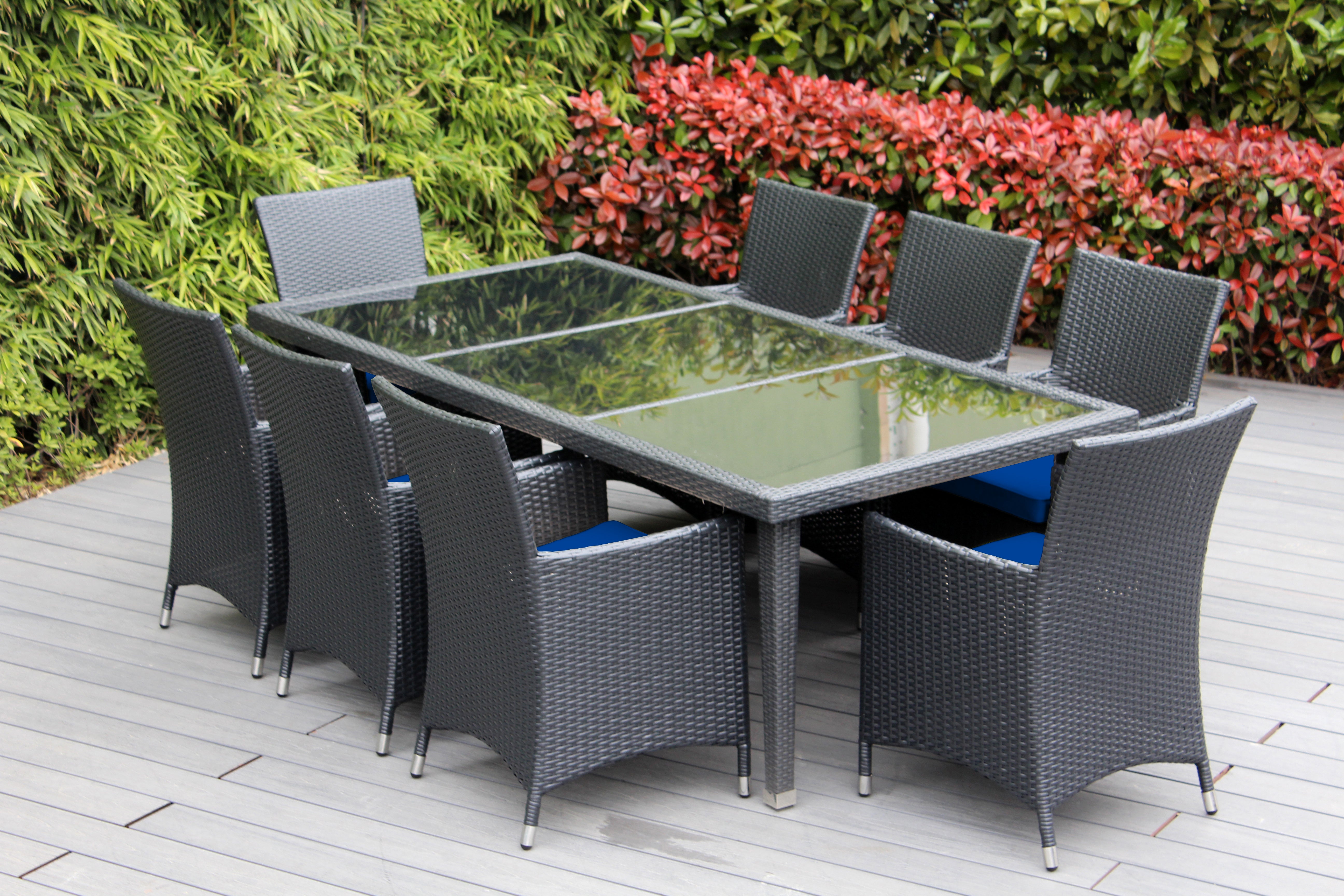 Ohana 9-Piece Outdoor Dining Set with All-Weather Wicker Table and 8 Chairs