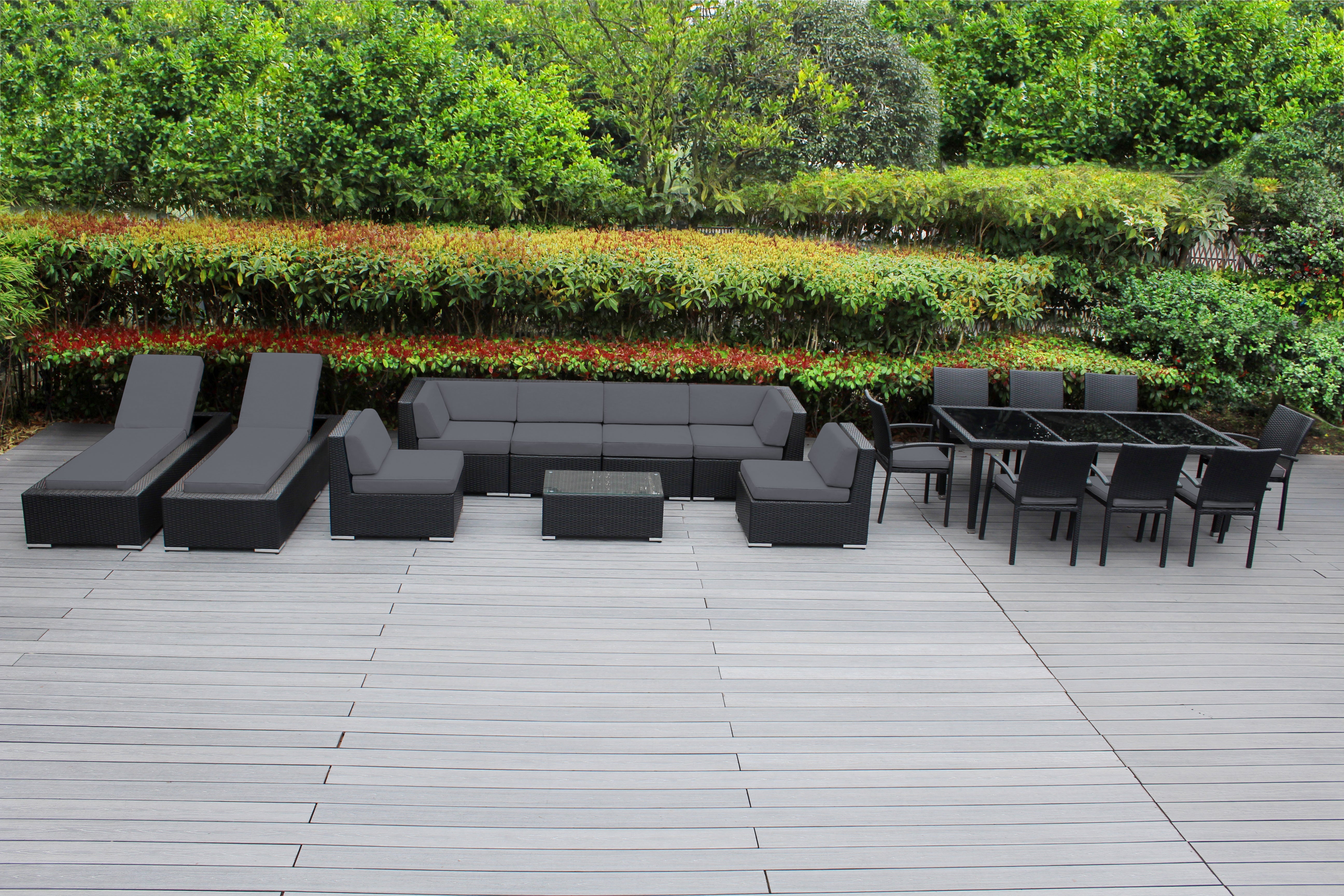 Rainshield Patio Furniture -  18 Piece Combination Set with Seating, Dining & Chaise Lounges