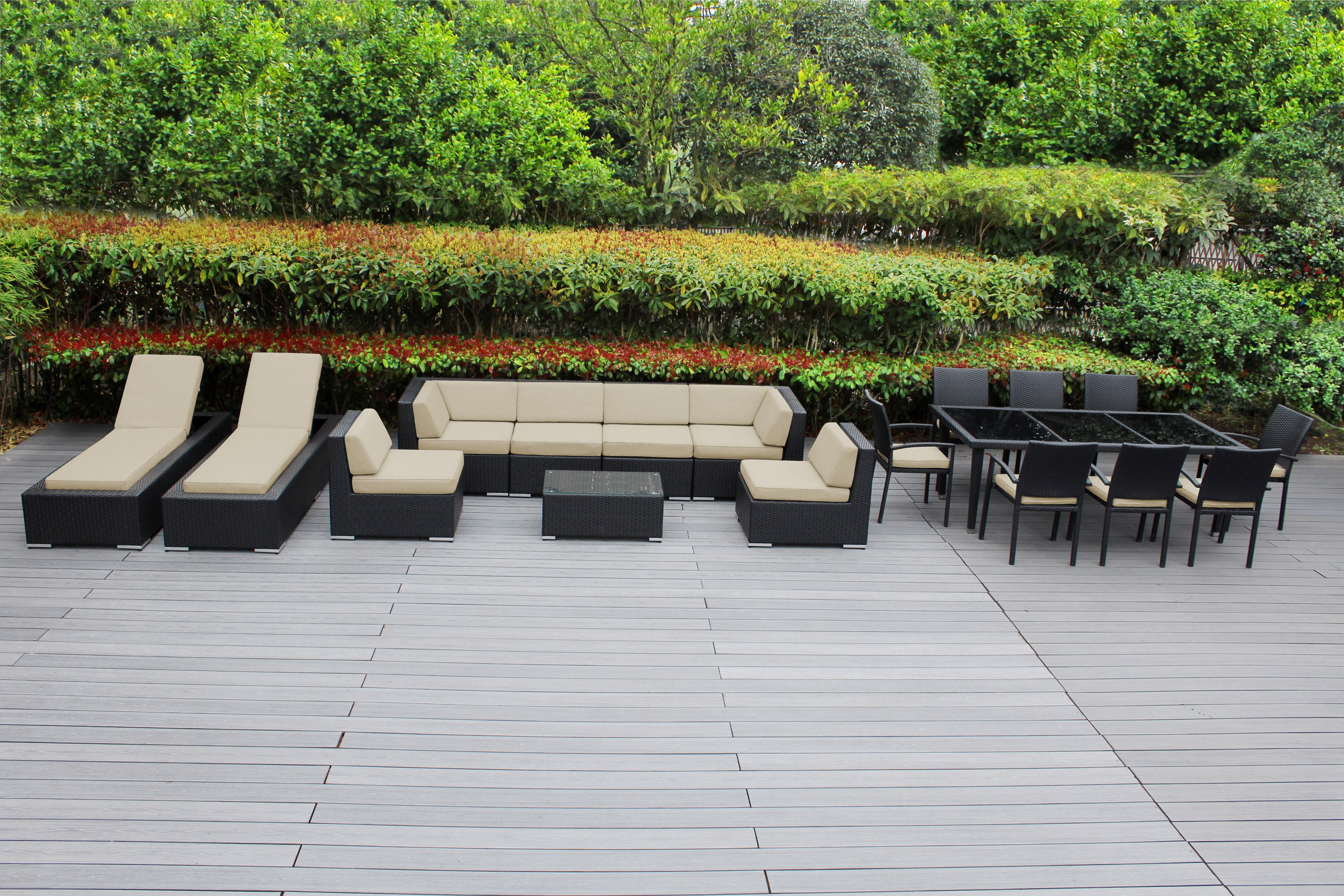 Rainshield Patio Furniture -  18 Piece Combination Set with Seating, Dining & Chaise Lounges