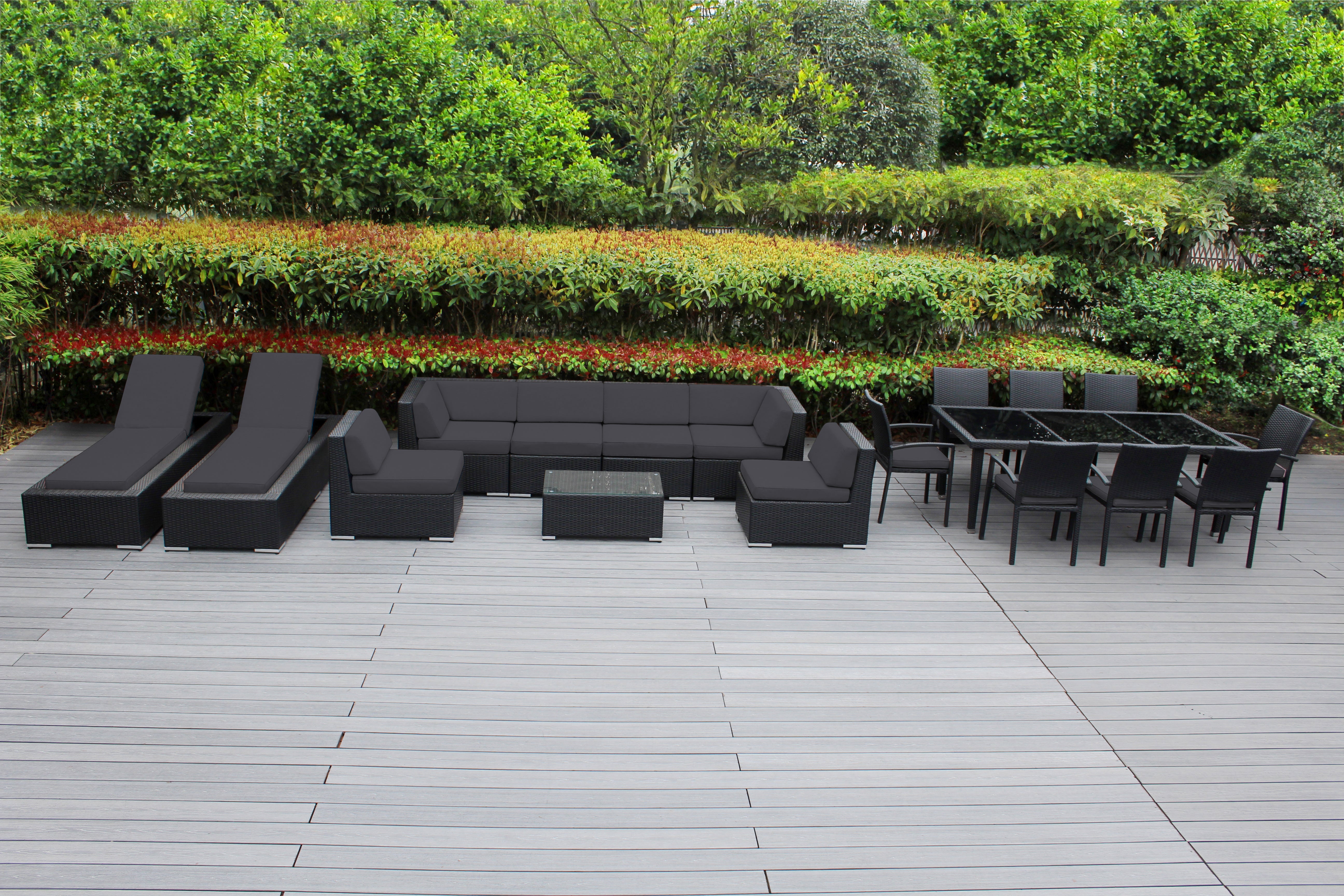 Rainshield Patio Furniture -  18 Piece Combination Set with Seating, Dining & Chaise Lounges