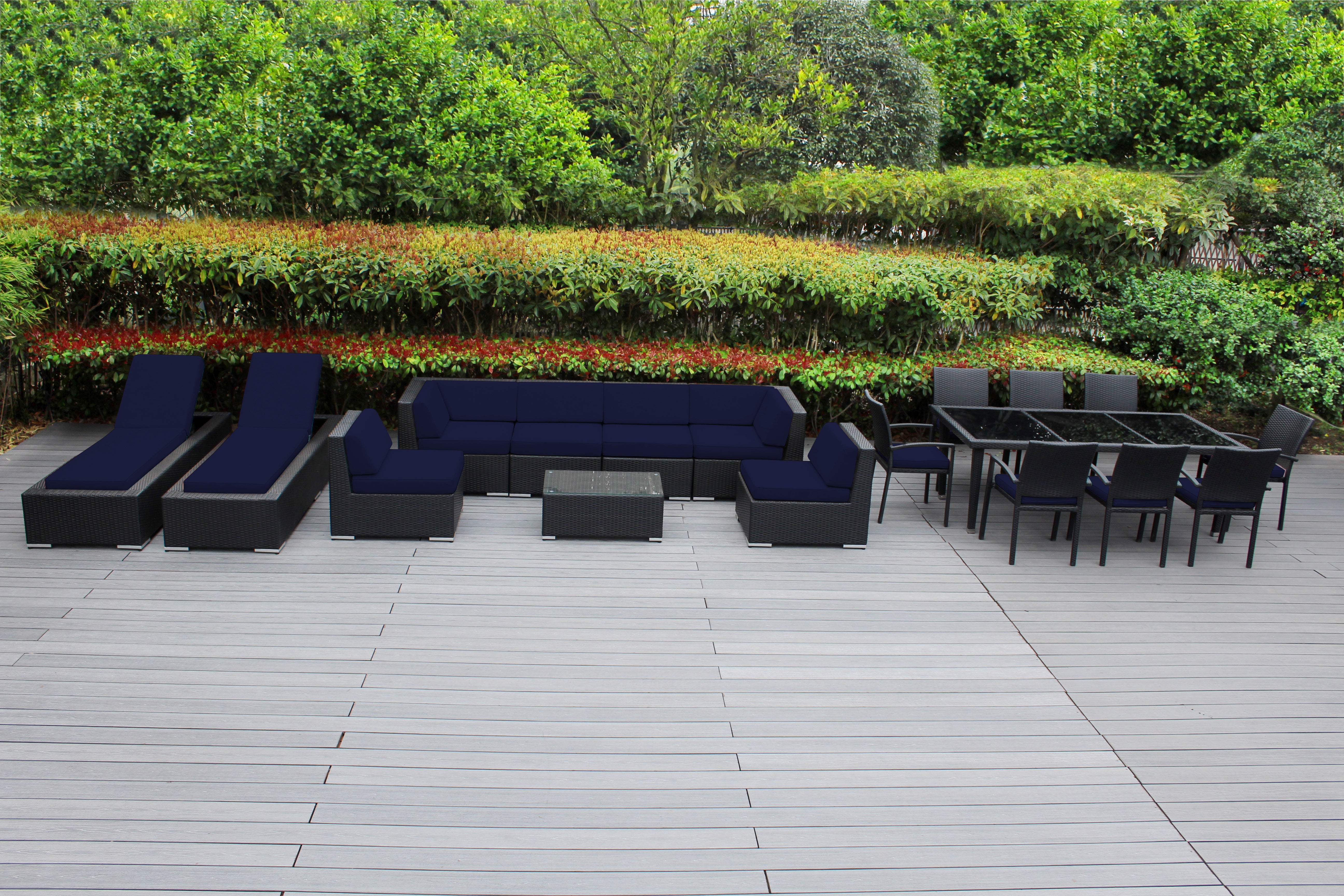 Rainshield Patio Furniture -  18 Piece Combination Set with Seating, Dining & Chaise Lounges
