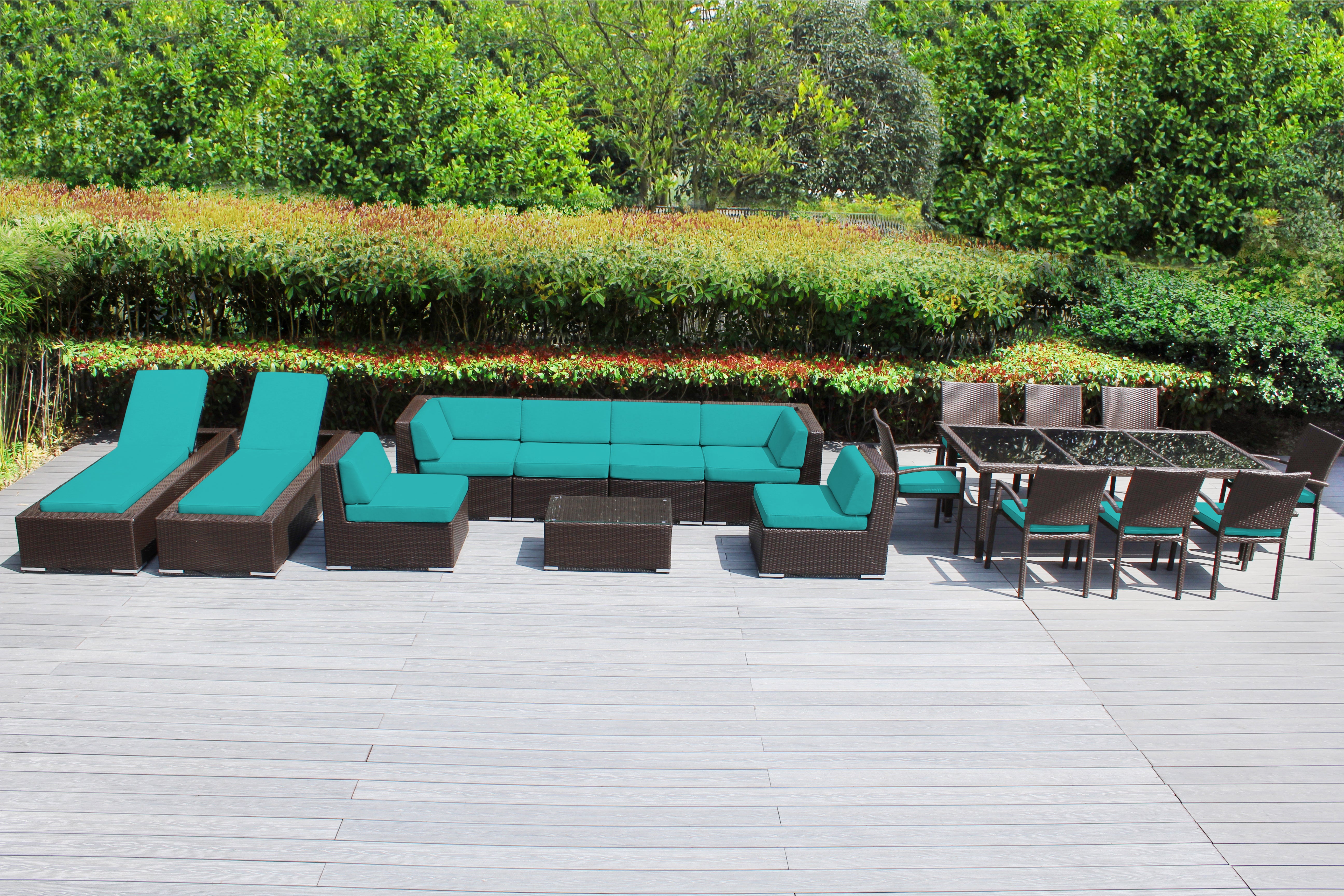Rainshield Patio Furniture -  18 Piece Combination Set with Seating, Dining & Chaise Lounges