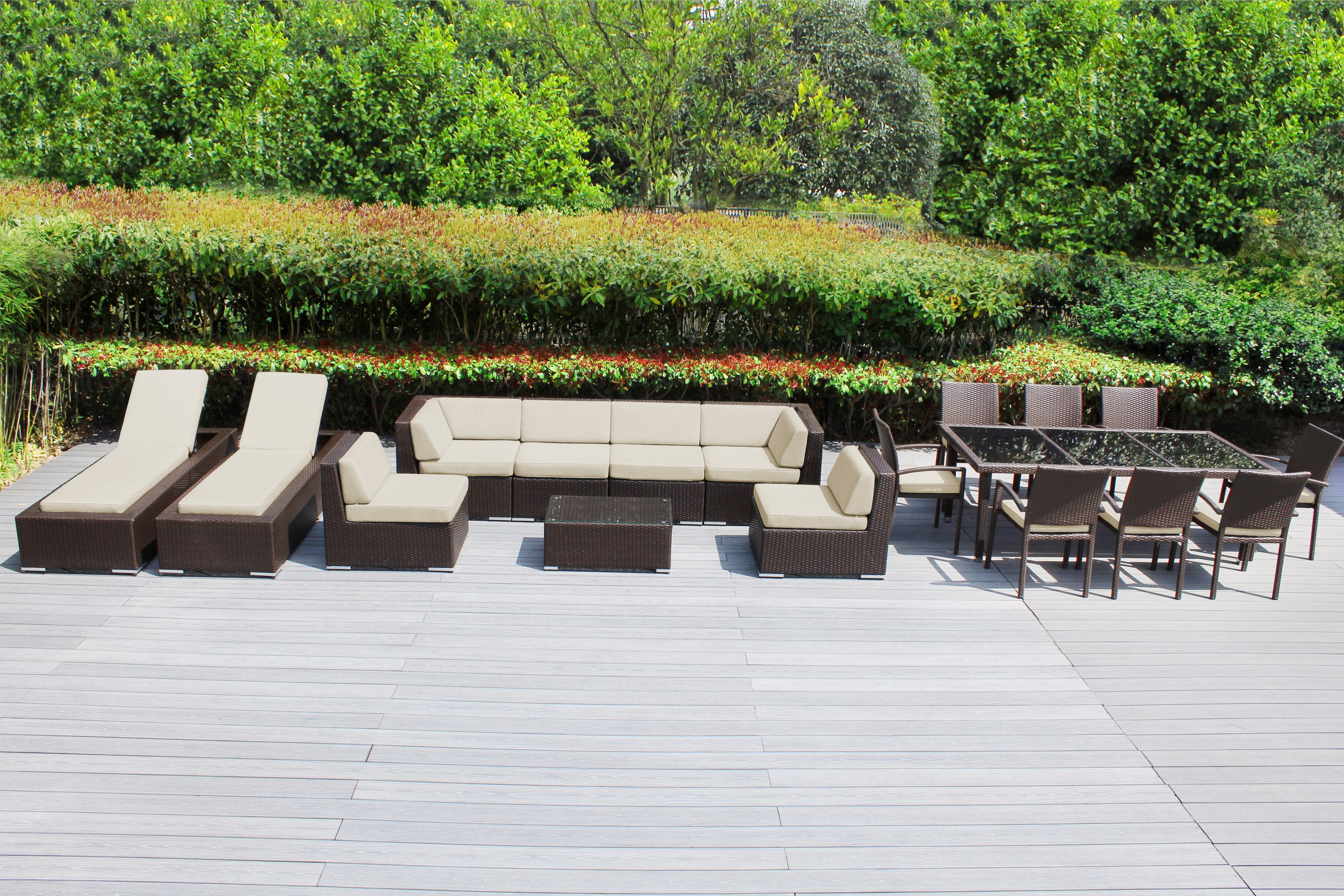 Rainshield Patio Furniture -  18 Piece Combination Set with Seating, Dining & Chaise Lounges