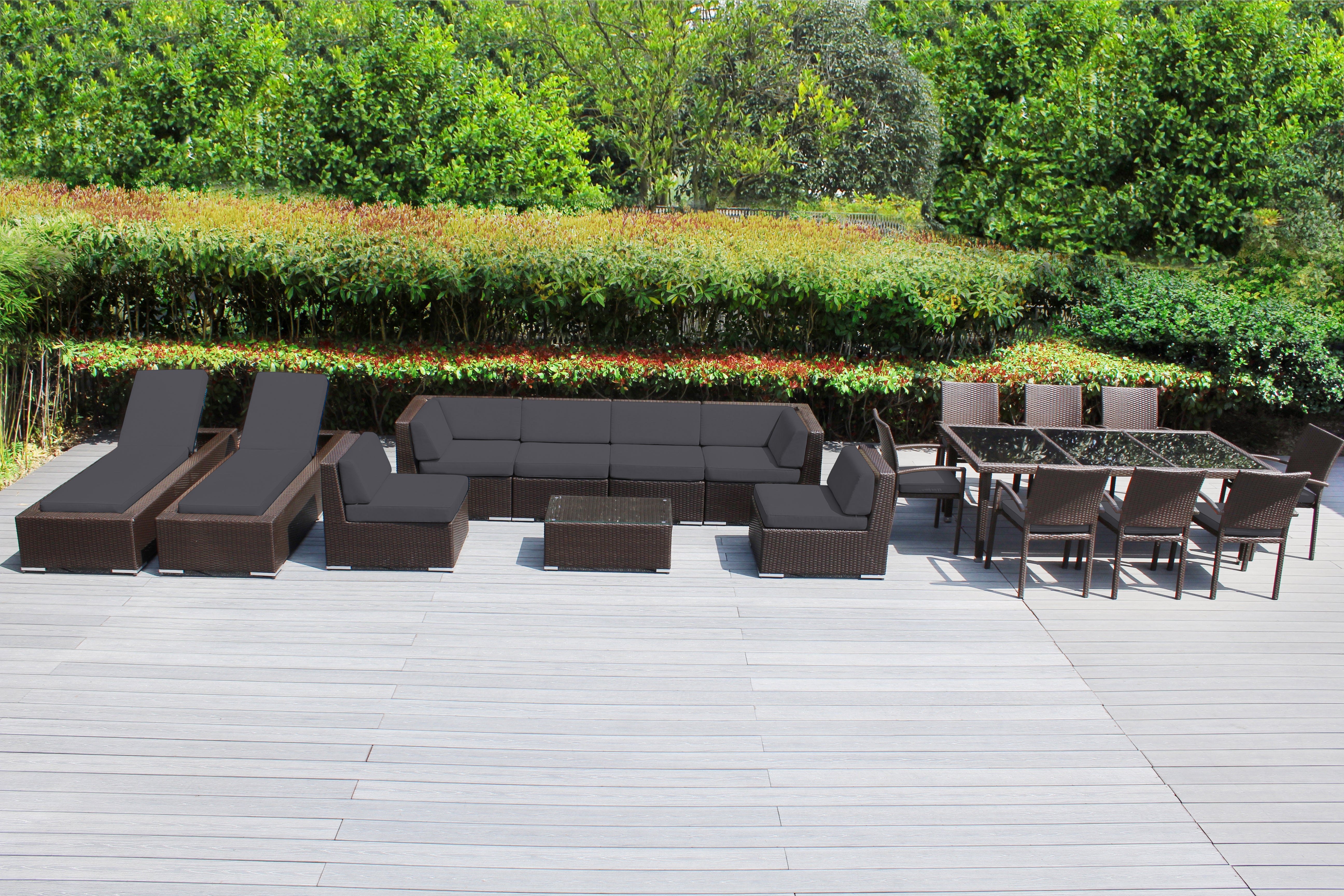 Rainshield Patio Furniture -  18 Piece Combination Set with Seating, Dining & Chaise Lounges