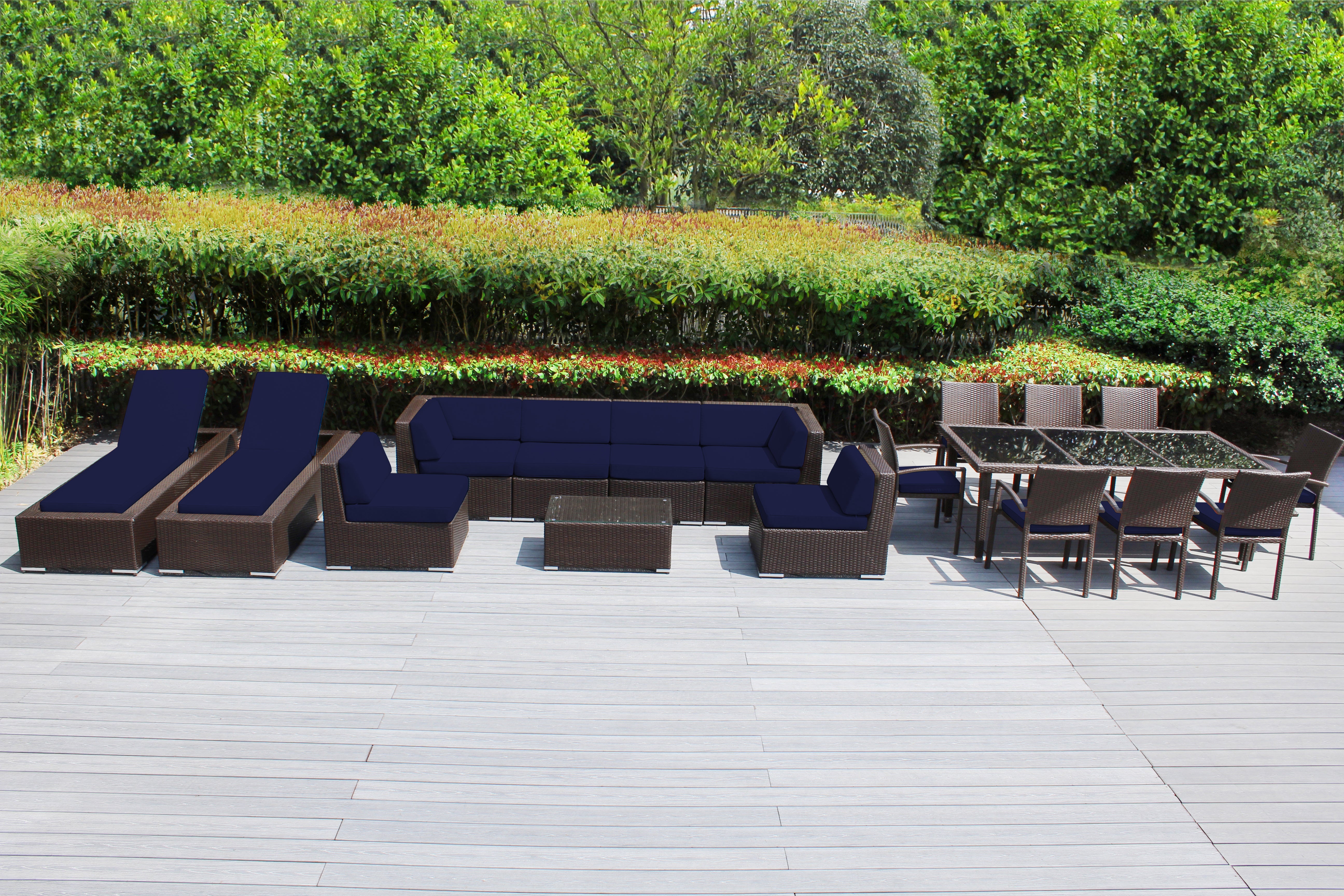 Rainshield Patio Furniture -  18 Piece Combination Set with Seating, Dining & Chaise Lounges