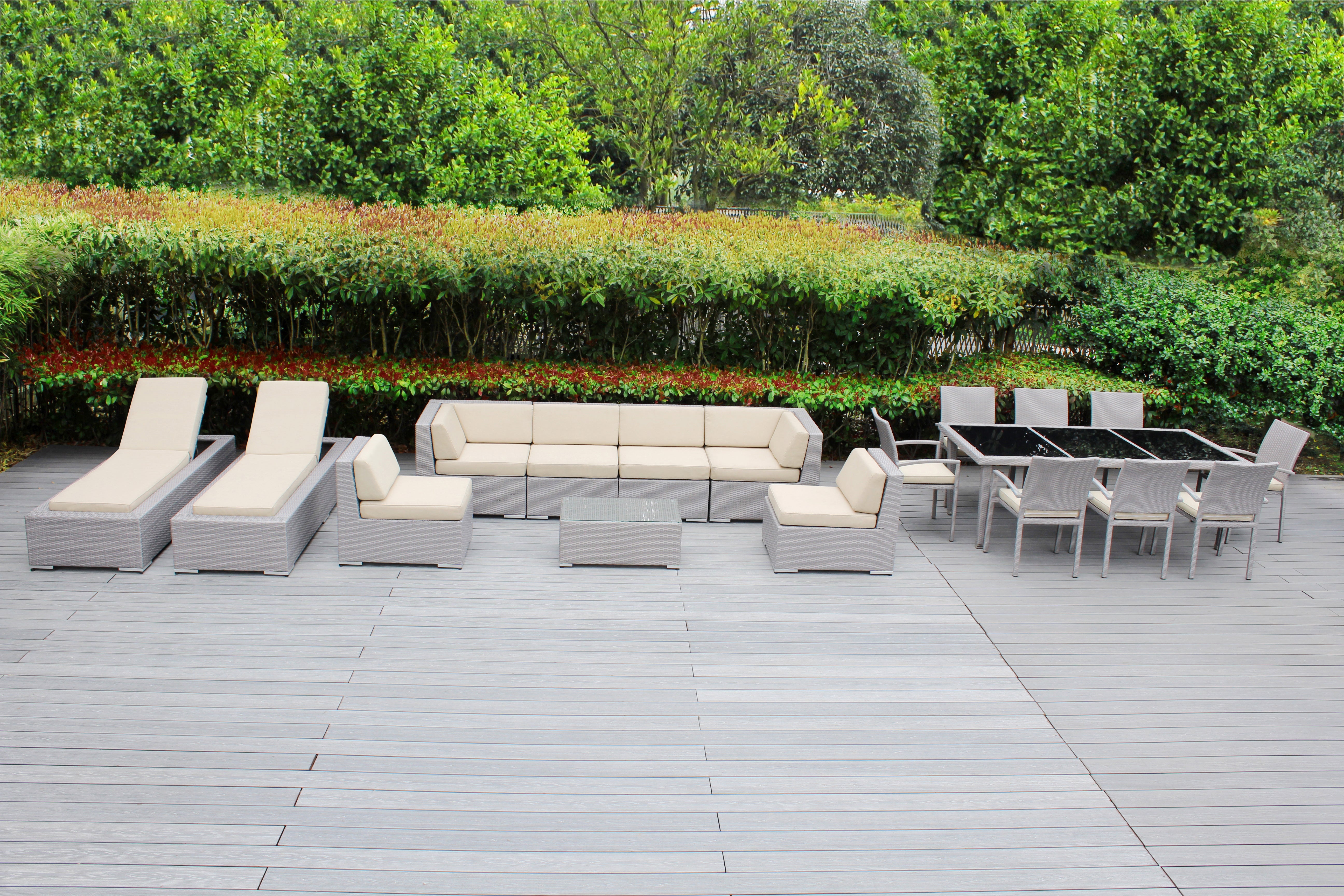 Rainshield Patio Furniture -  18 Piece Combination Set with Seating, Dining & Chaise Lounges