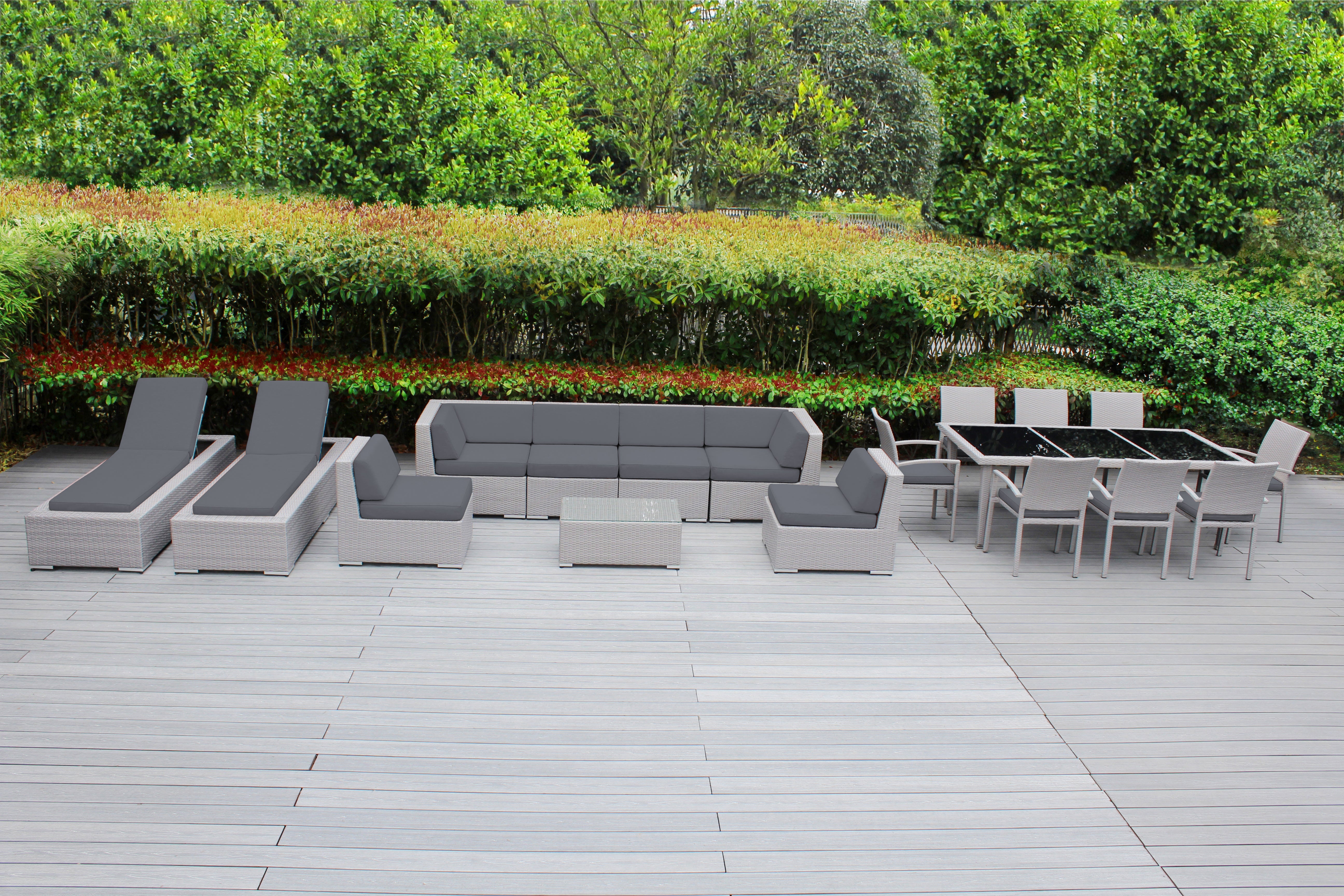 Rainshield Patio Furniture -  18 Piece Combination Set with Seating, Dining & Chaise Lounges