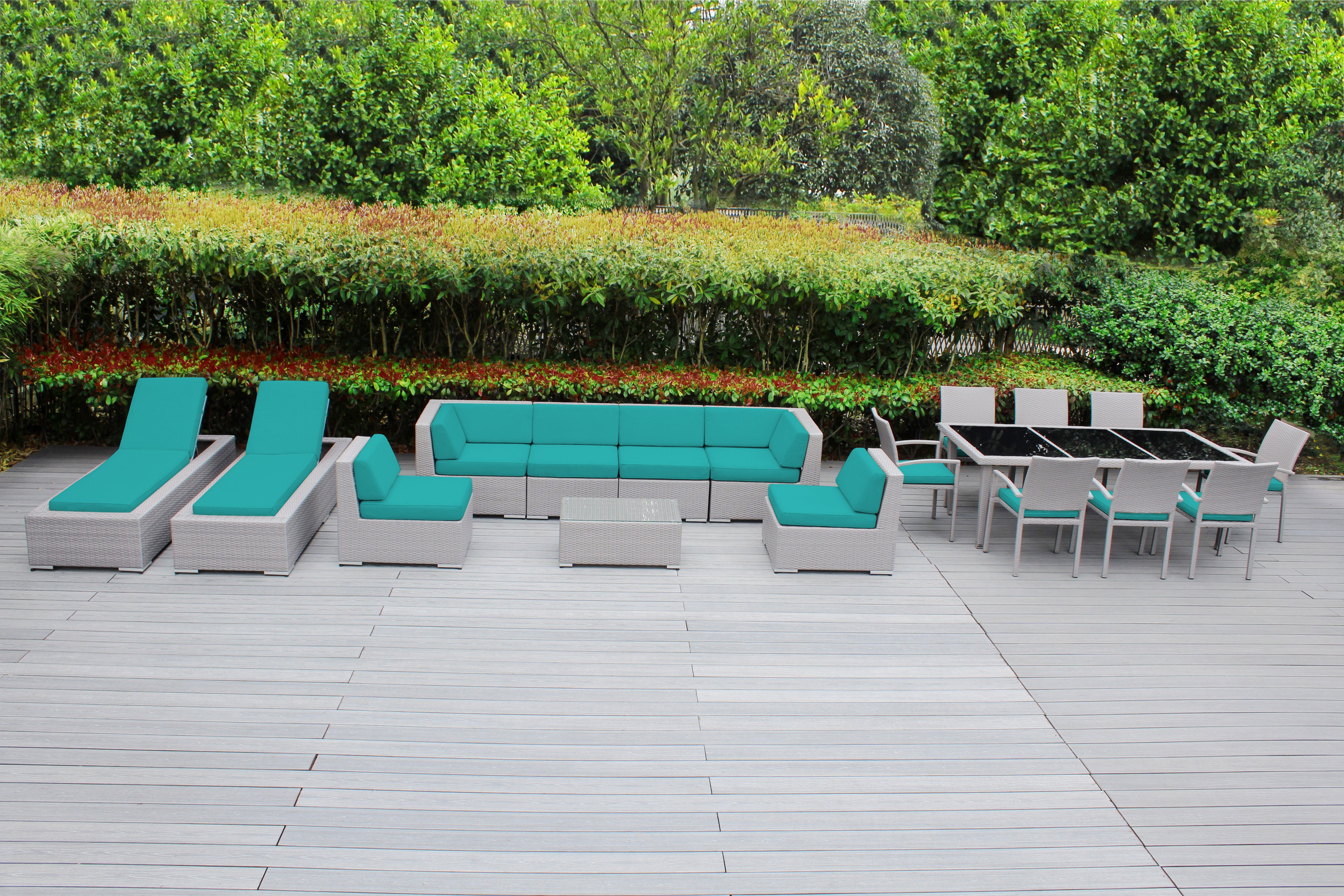 Rainshield Patio Furniture -  18 Piece Combination Set with Seating, Dining & Chaise Lounges