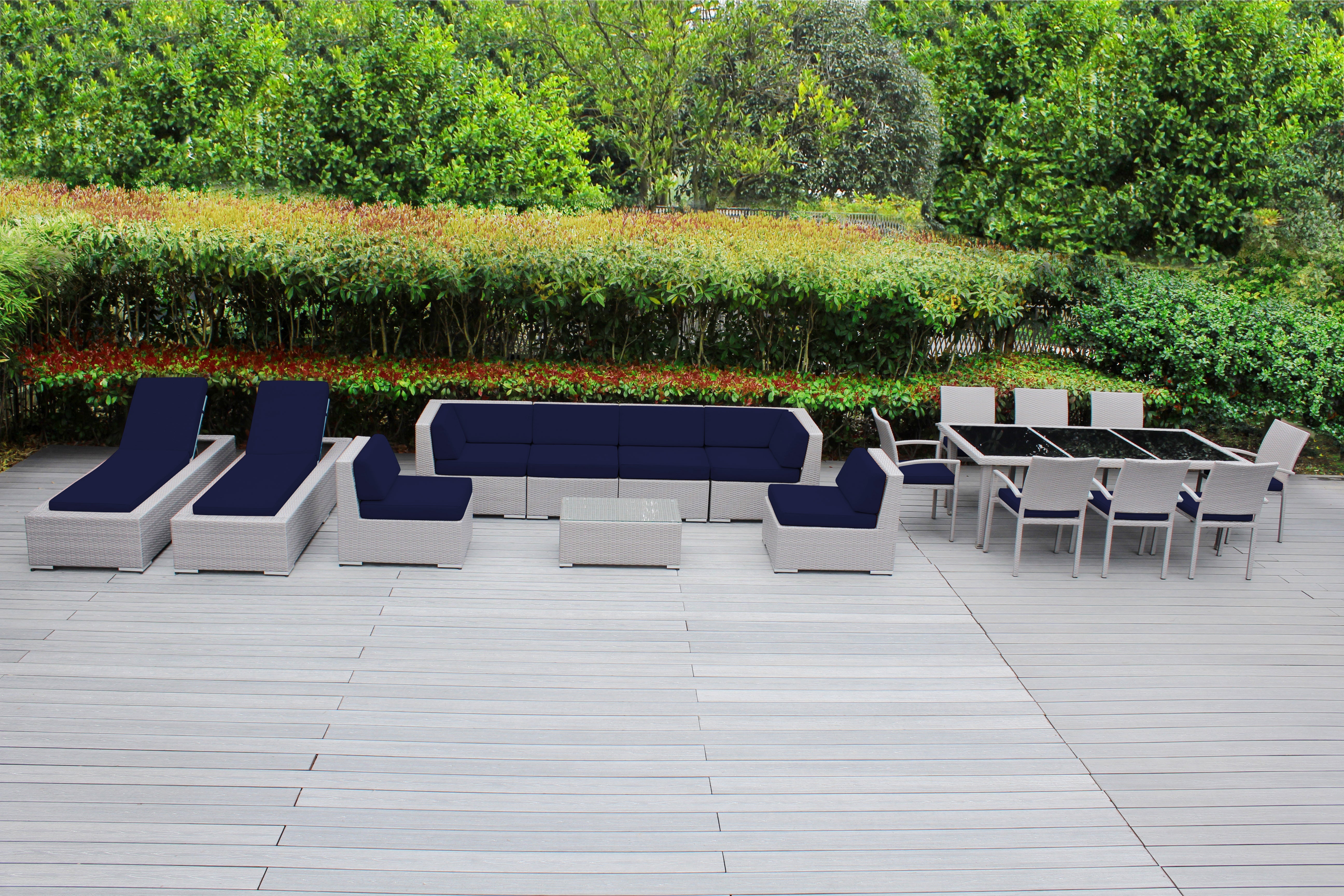 Rainshield Patio Furniture -  18 Piece Combination Set with Seating, Dining & Chaise Lounges