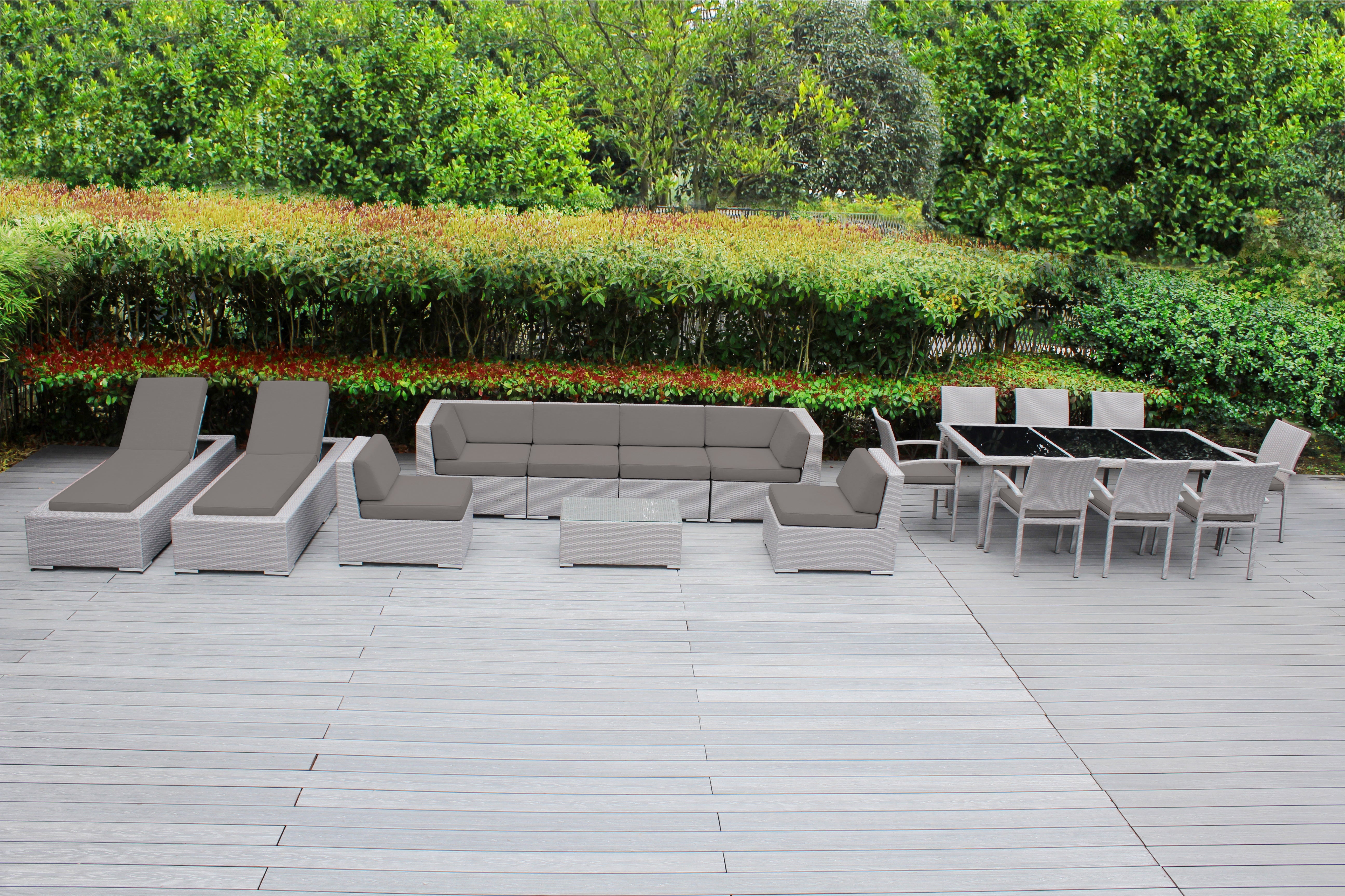 Rainshield Patio Furniture -  18 Piece Combination Set with Seating, Dining & Chaise Lounges