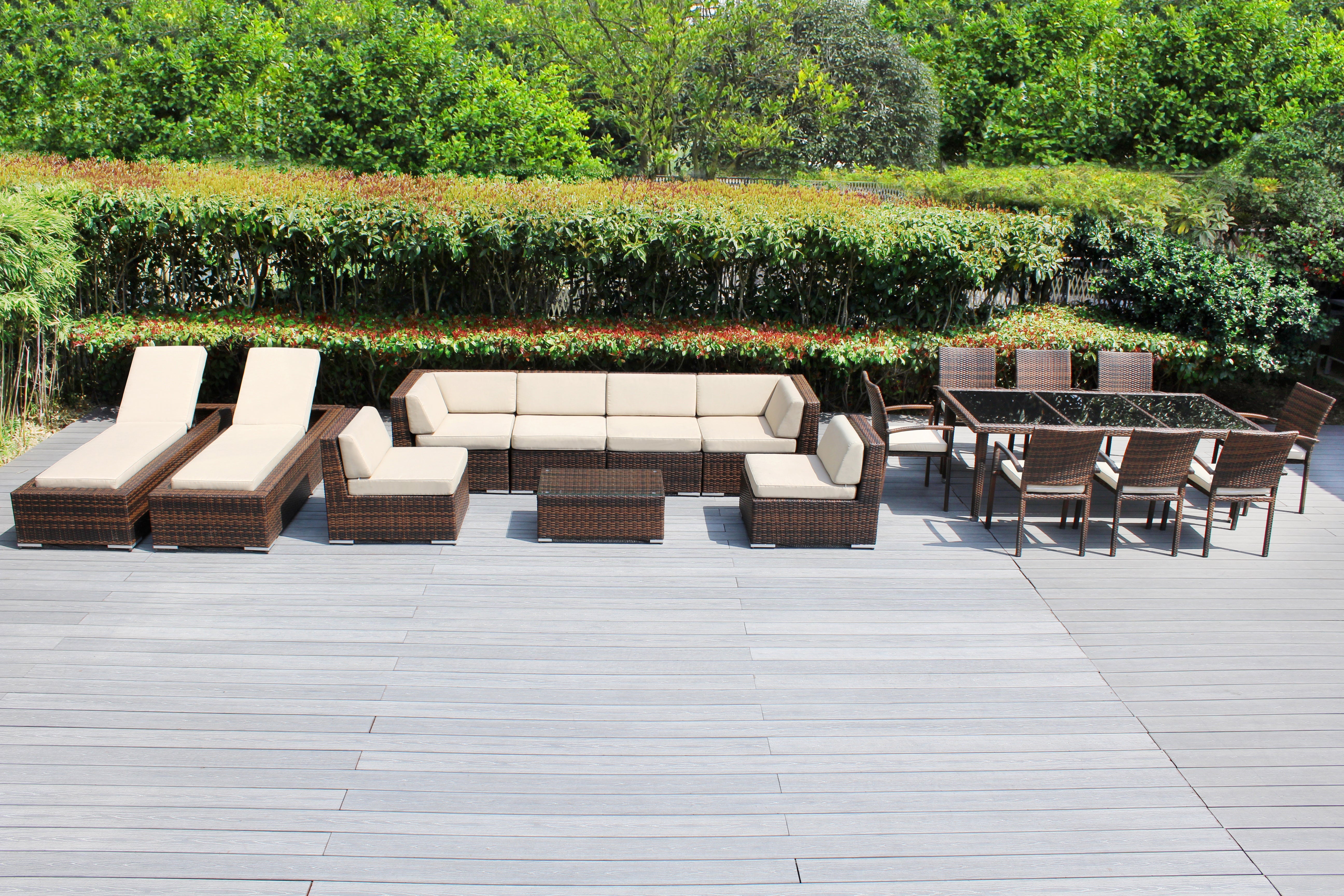 Rainshield Patio Furniture -  18 Piece Combination Set with Seating, Dining & Chaise Lounges