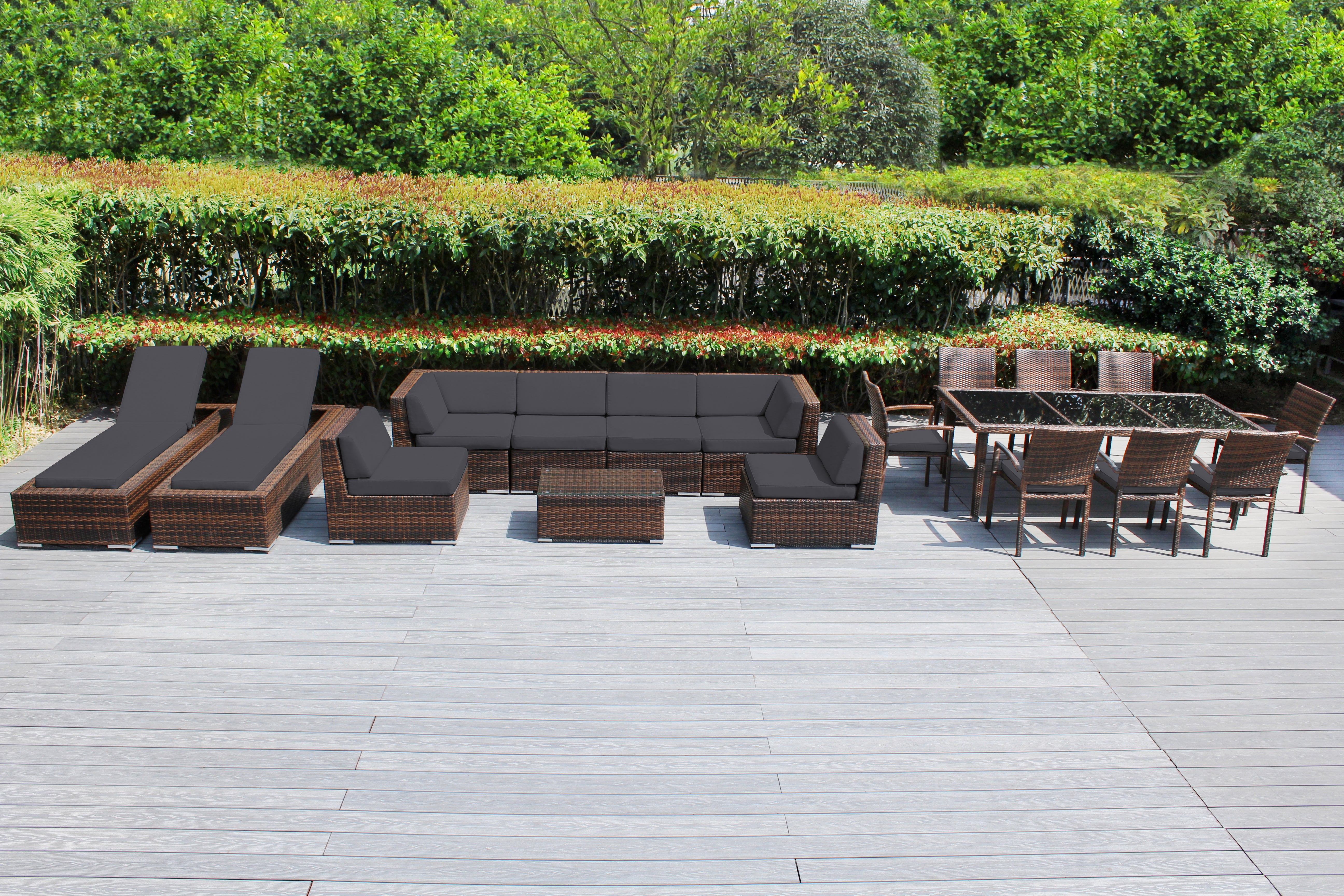 Rainshield Patio Furniture -  18 Piece Combination Set with Seating, Dining & Chaise Lounges