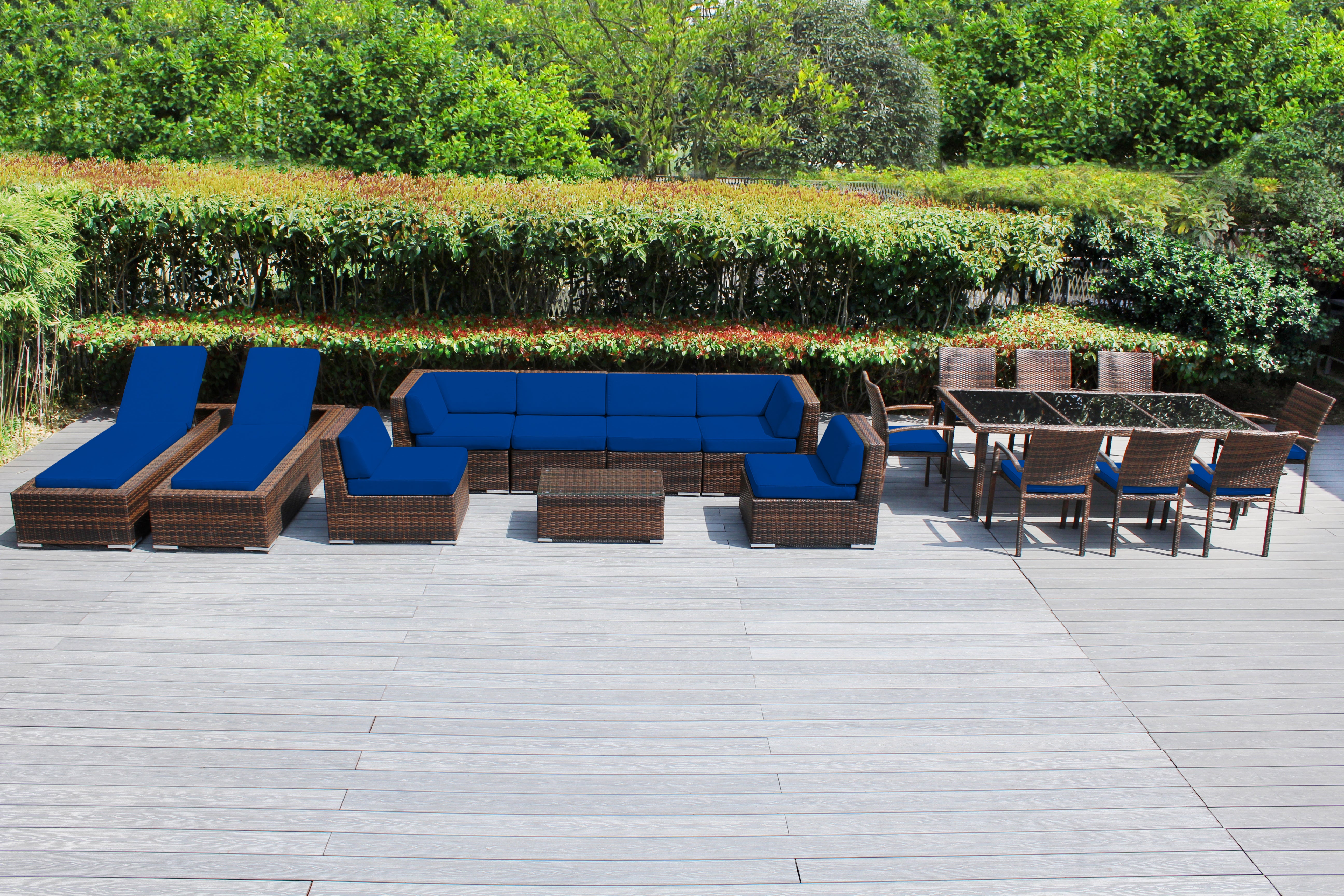 Rainshield Patio Furniture -  18 Piece Combination Set with Seating, Dining & Chaise Lounges