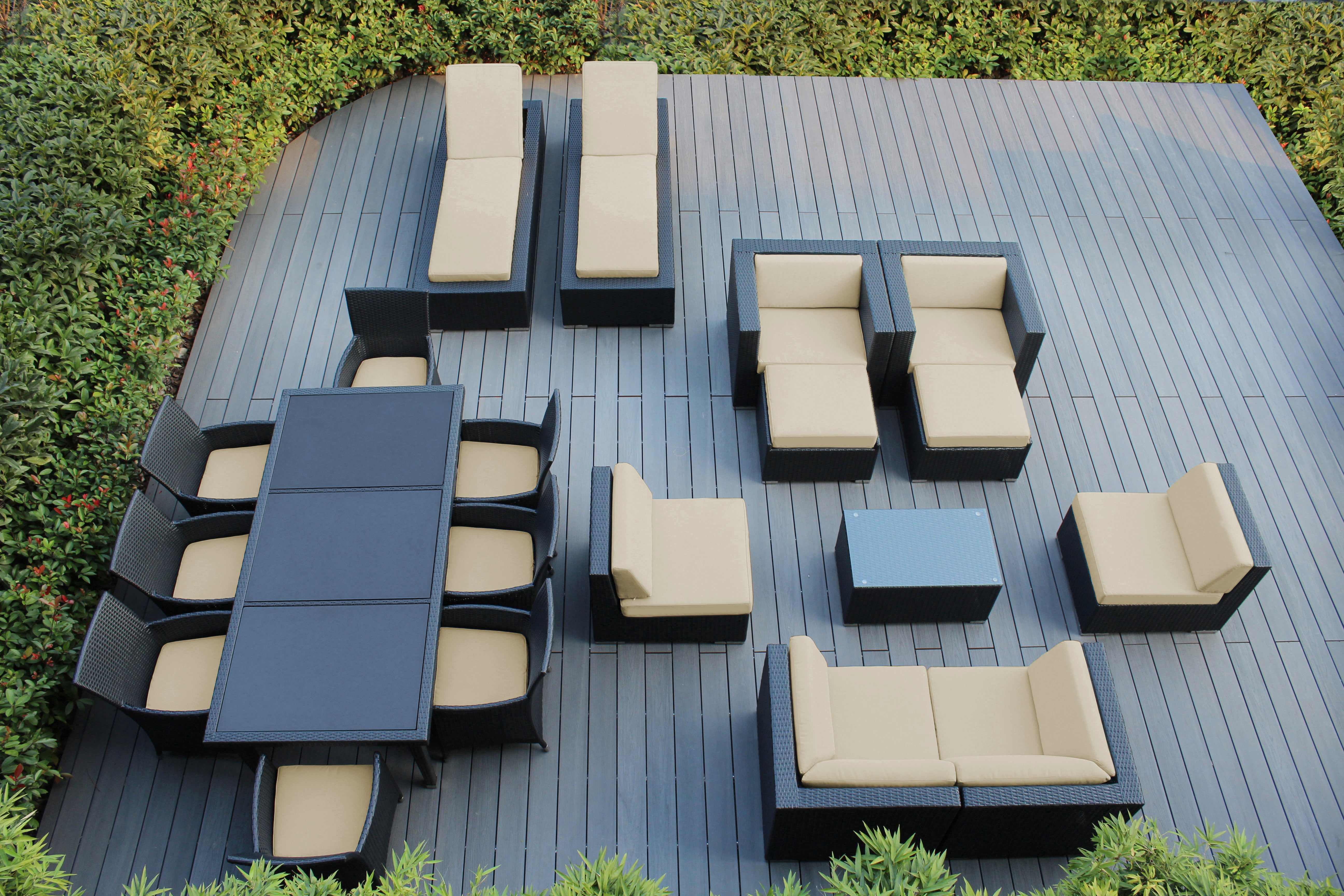 Rainshield Patio Furniture - Ohana 20 Piece Combination Set with Seating, Dining and Chaise Lounges